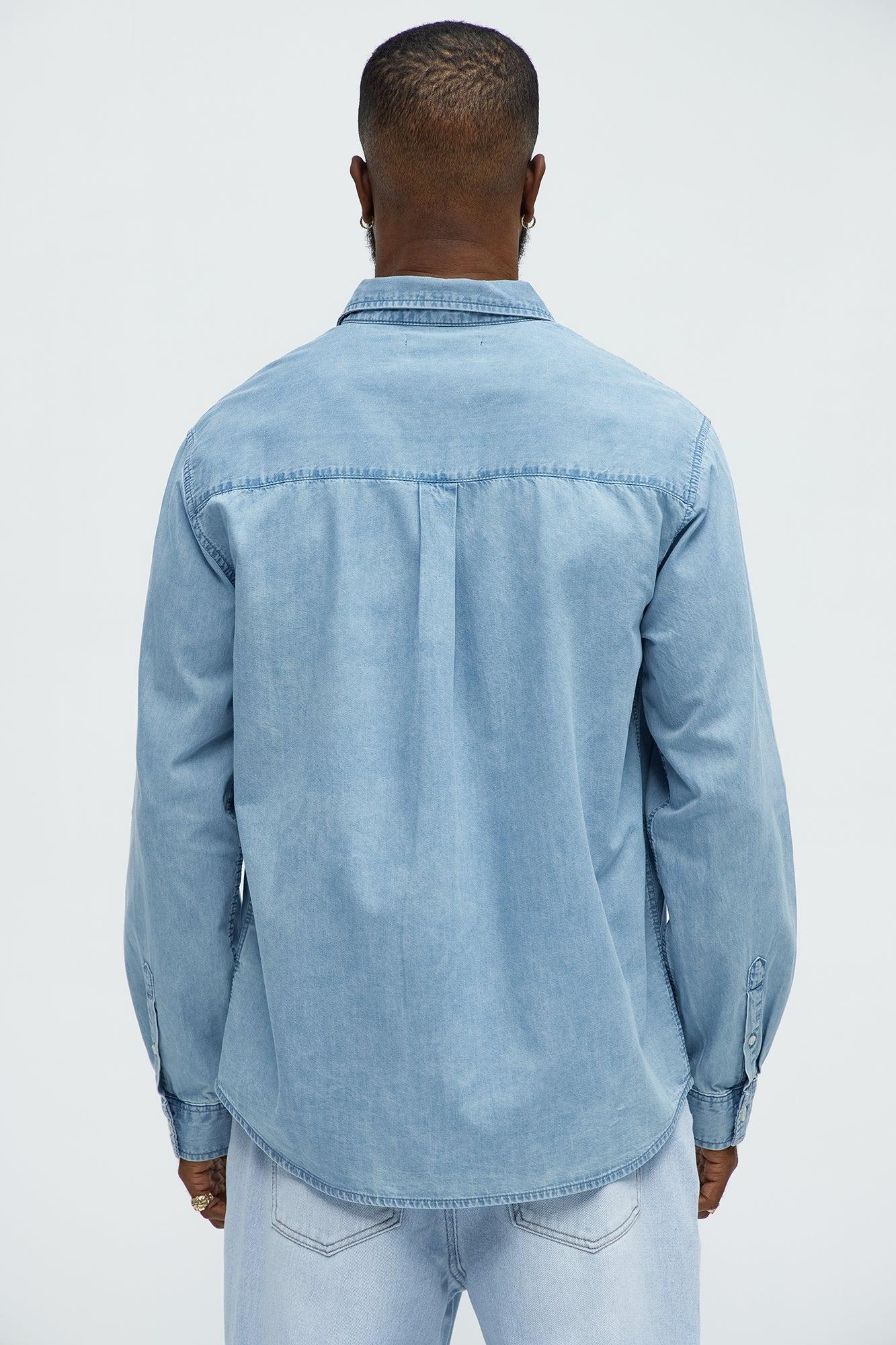 Chambray Long Sleeve Shirt - Light Wash Product Image