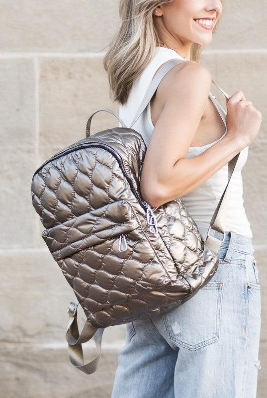 Jade Metallic Puffer Backpack Product Image