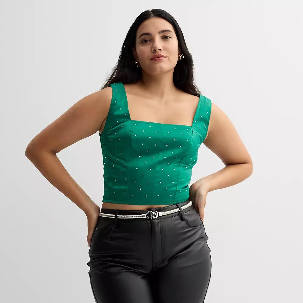 Women's INTEMPO™ Embellished Corset Tank Top, Size: XXL, Green Product Image