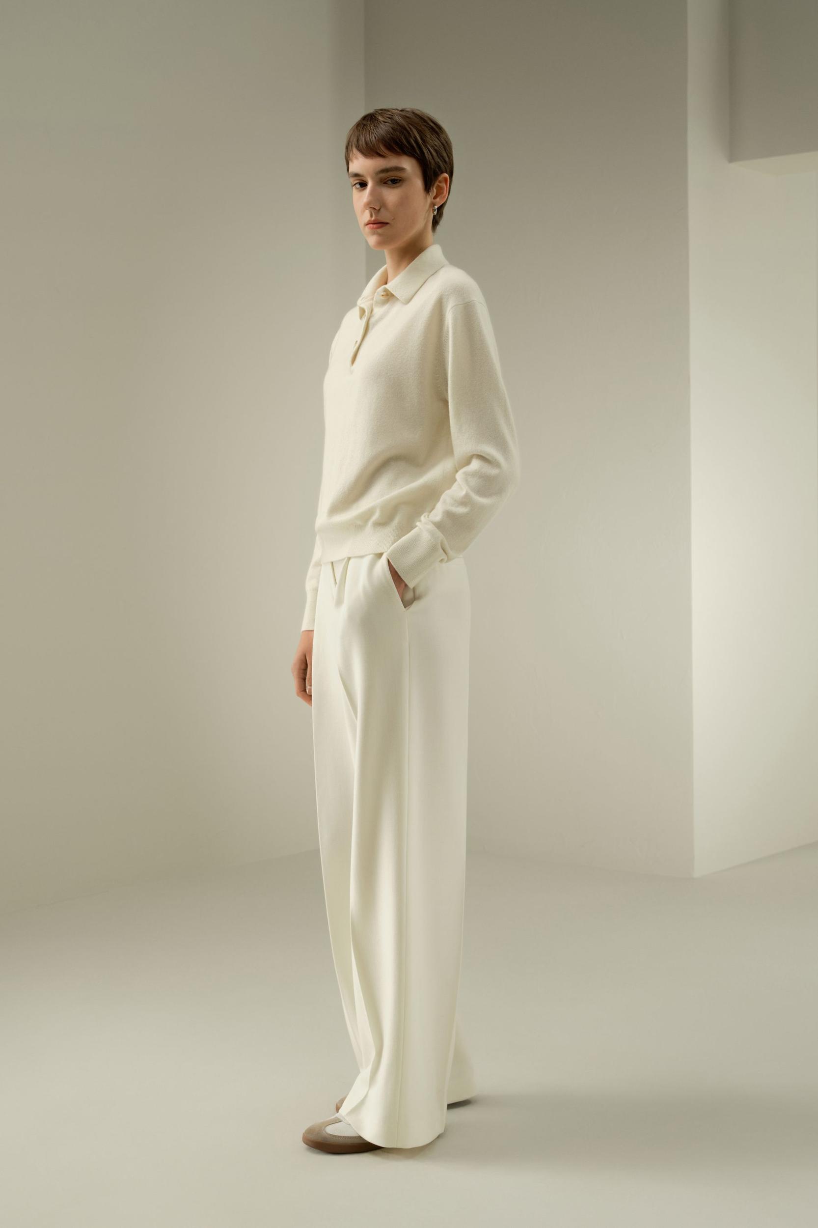 LILYSILK Women's Silk-Wool Tweed Wide-Leg Trousers, Black, Size 16, Wrinkle-Resistant Product Image