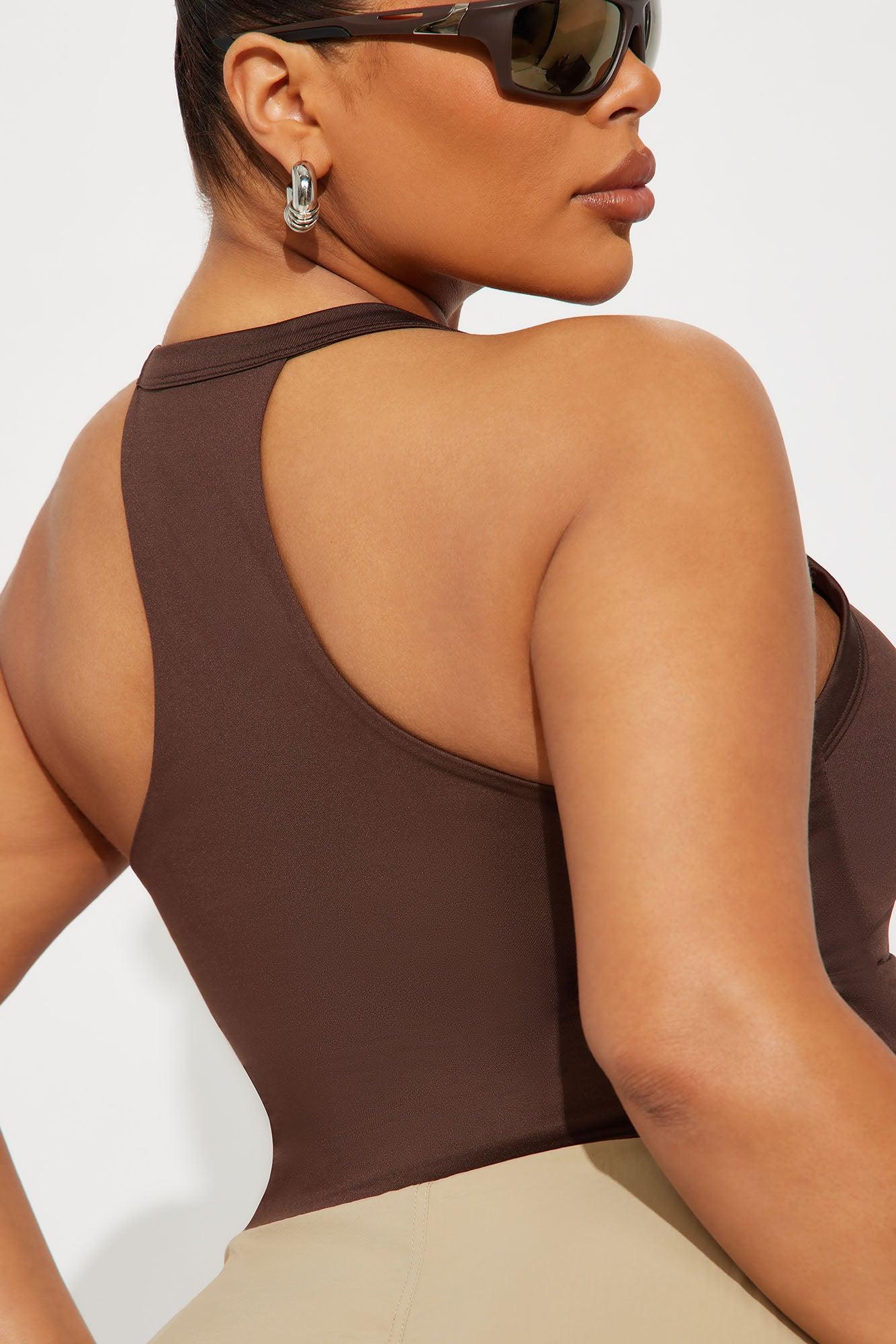 Contour Double Lined V-Neck Tank Top - Chocolate Female Product Image