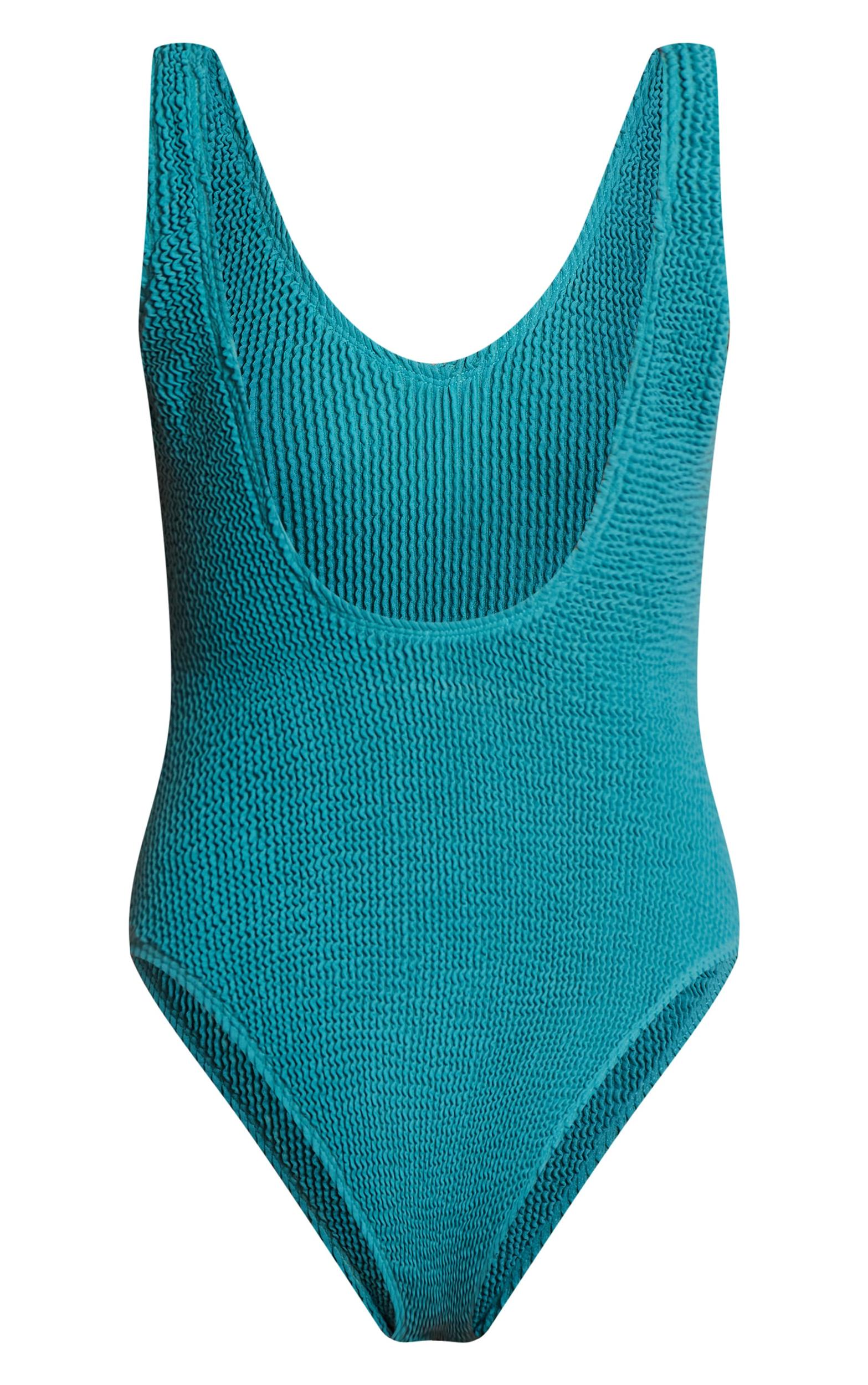 Teal Crinkle Plunge Swimsuit Product Image