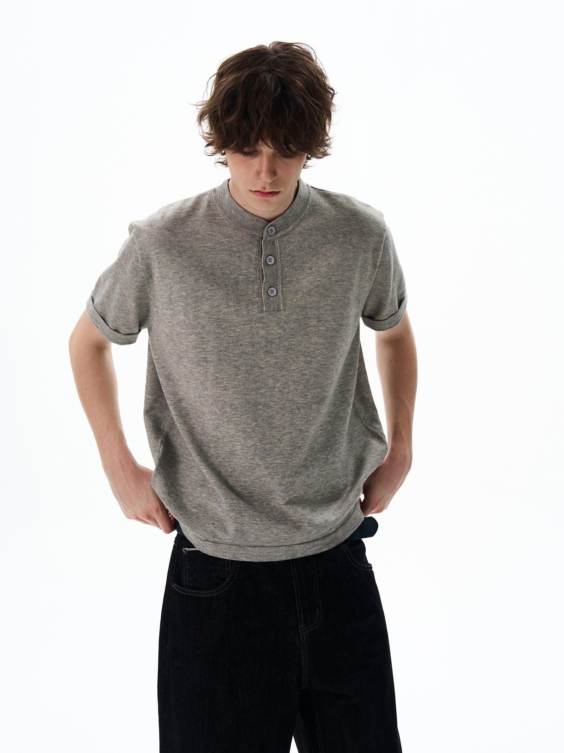 RT No. 12722 KNIT HENRY COLLAR SHORT SLEEVE Product Image