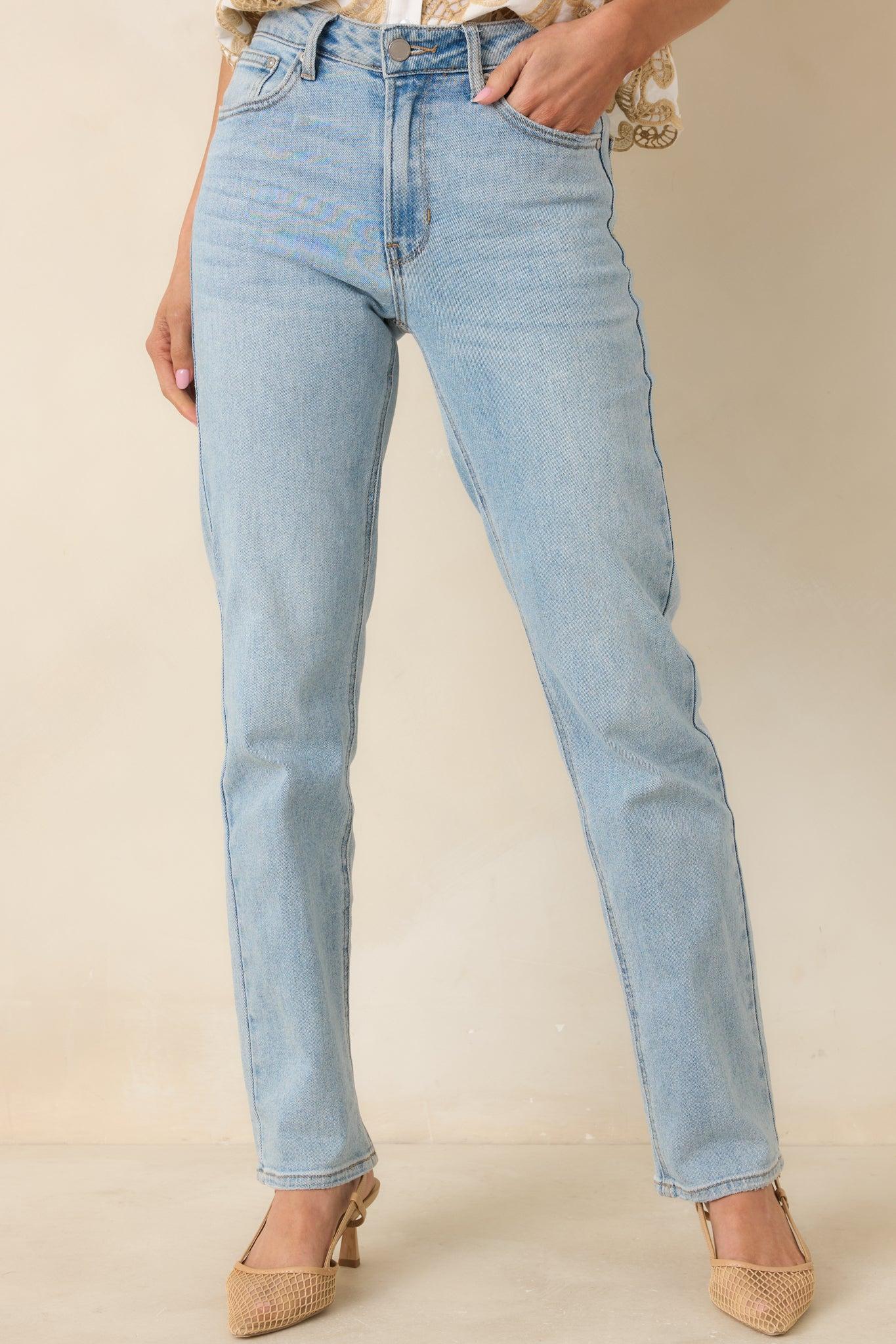 Dusk Enchantment Light Wash Straight Leg Jeans Product Image