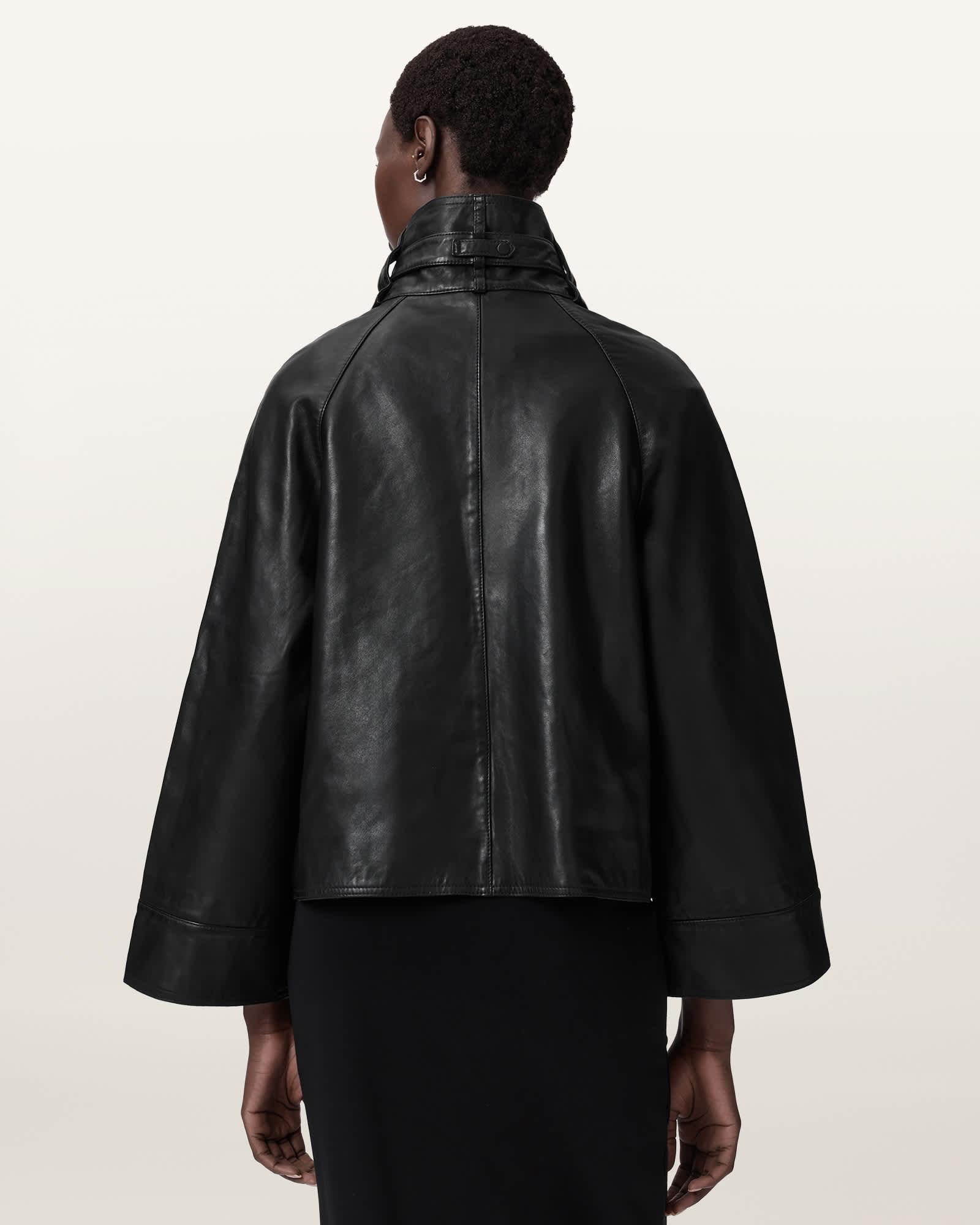 Rhodes Relaxed Fit Leather Jacket Black | ALLSAINTS US Product Image
