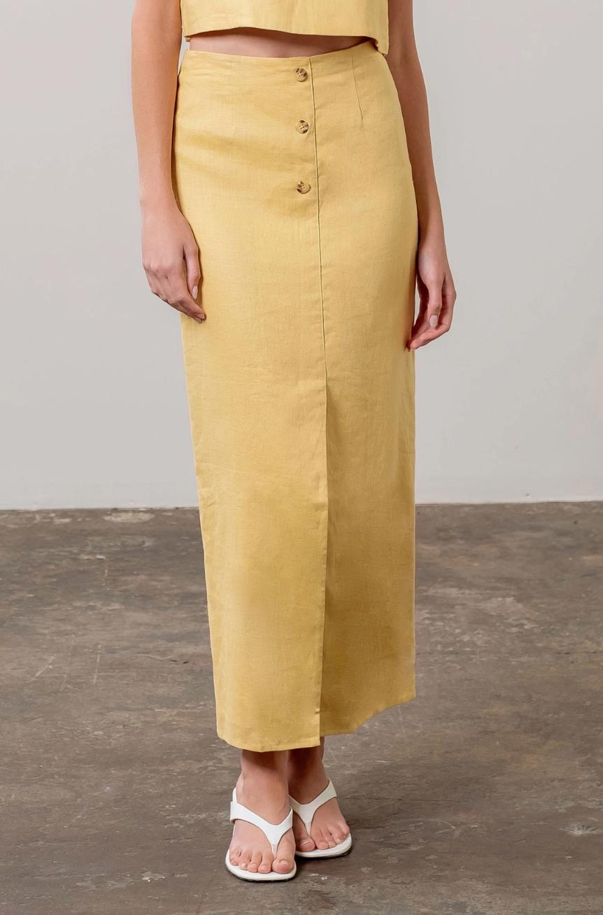 Linen Button Midi Skirt Product Image