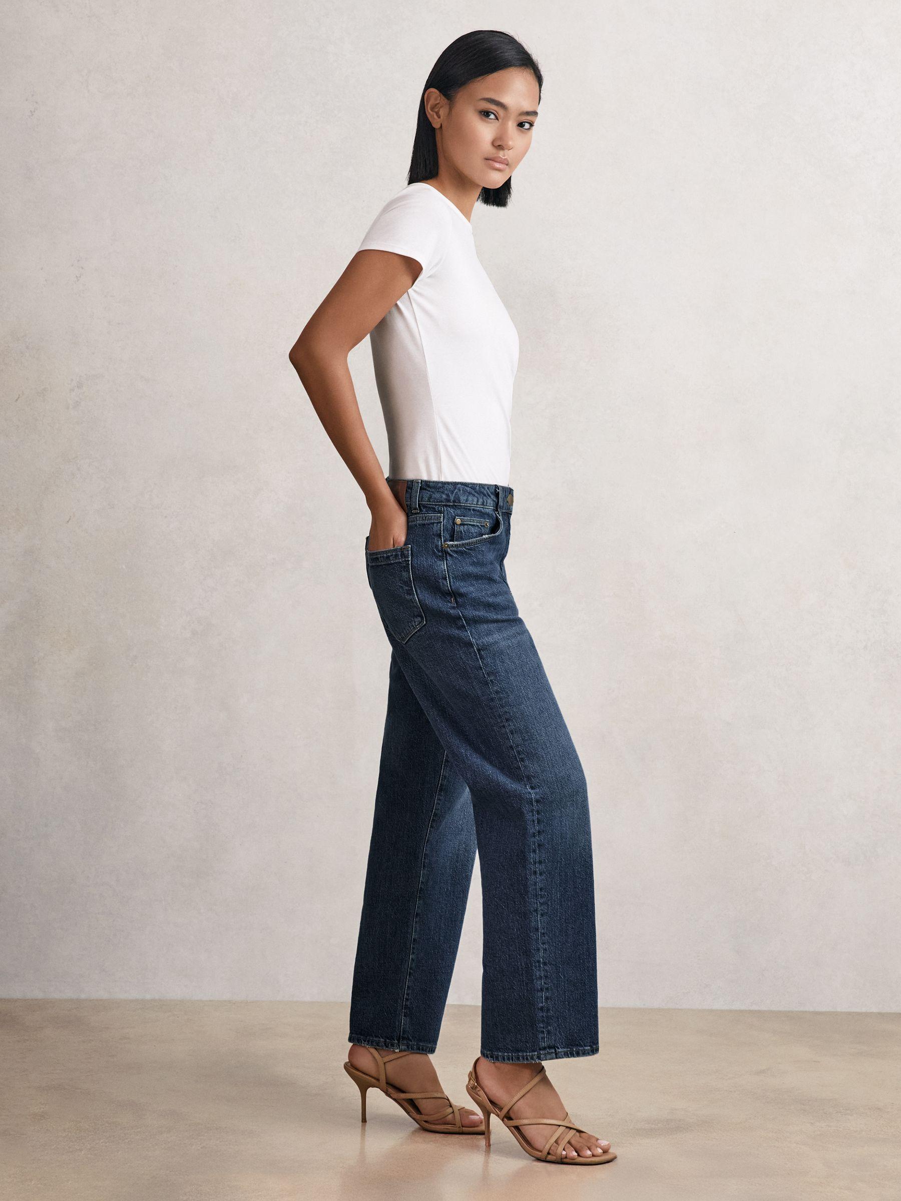 Petite Mid-Rise Straight-Leg Jeans in Mid Blue Product Image