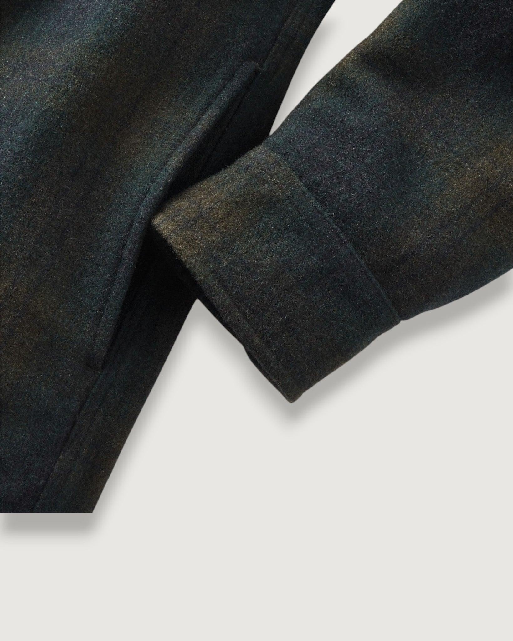Retro Wool Padded Shirt Jacket - Olive Plaid Product Image