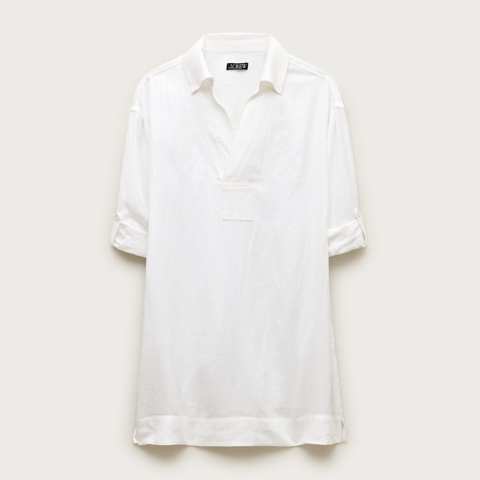 V-neck popover dress in linen Product Image