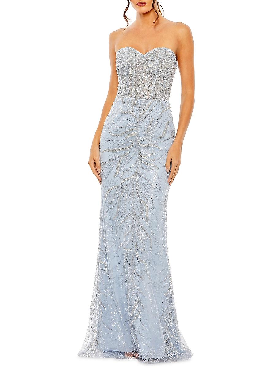 Womens Embellished Strapless Gown Product Image