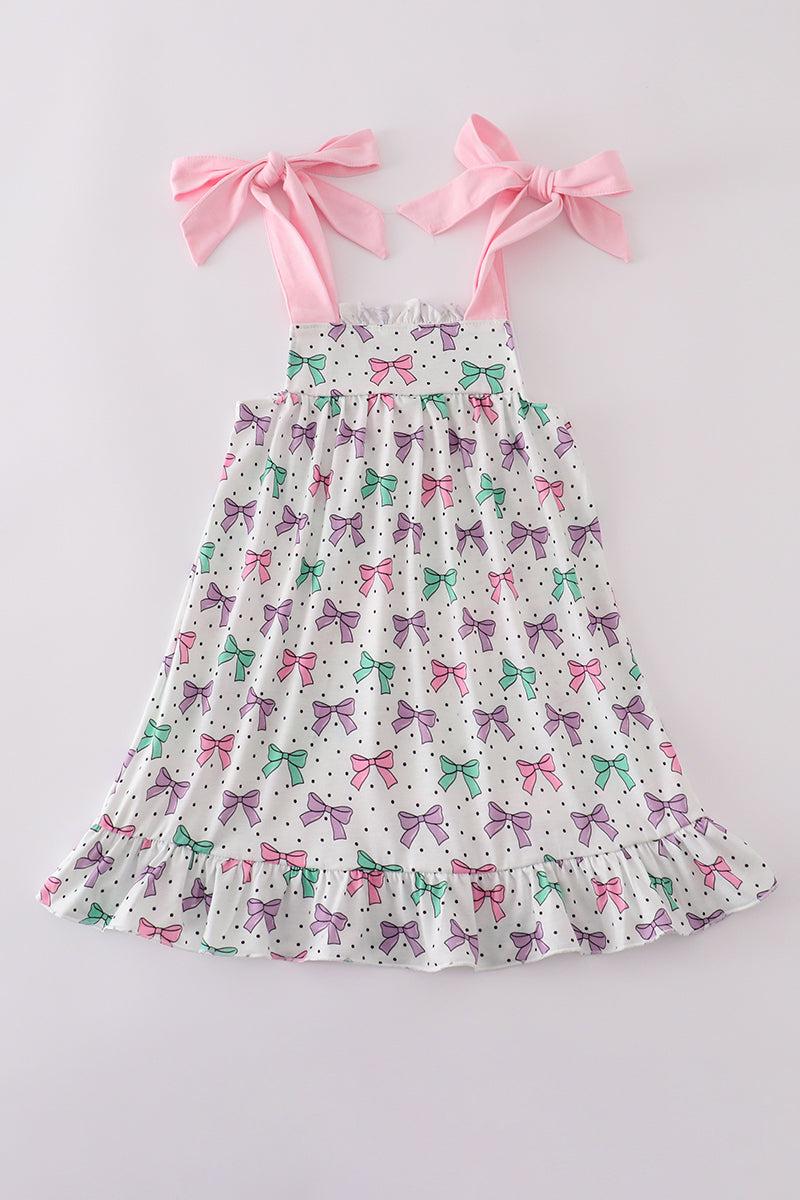 Pink bow embroidery ruffle shorts set Product Image