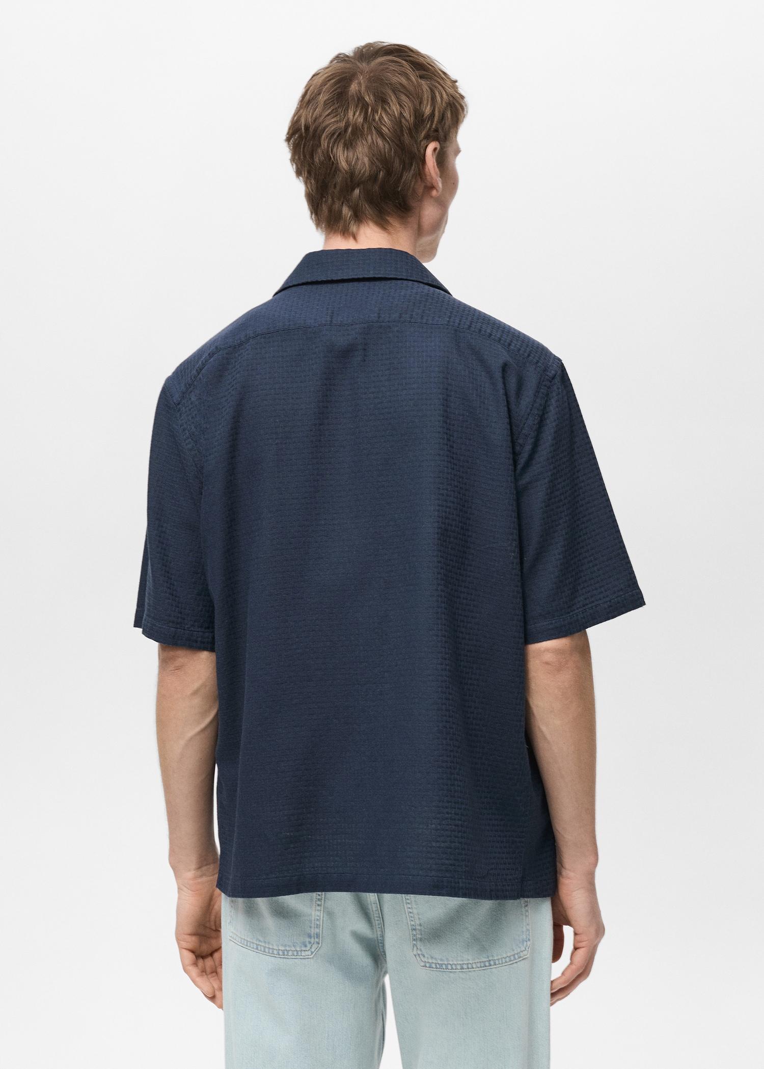 100% cotton check seersucker shirt - Men | MANGO USA Product Image