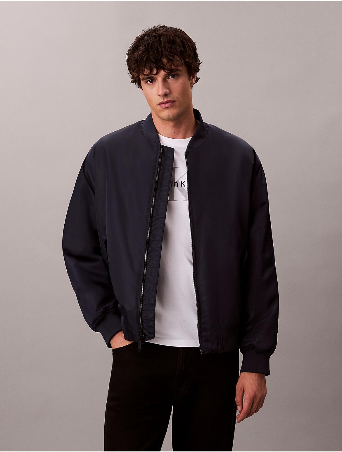Calvin Klein Mens Twill Nylon Bomber Jacket - Navy Product Image