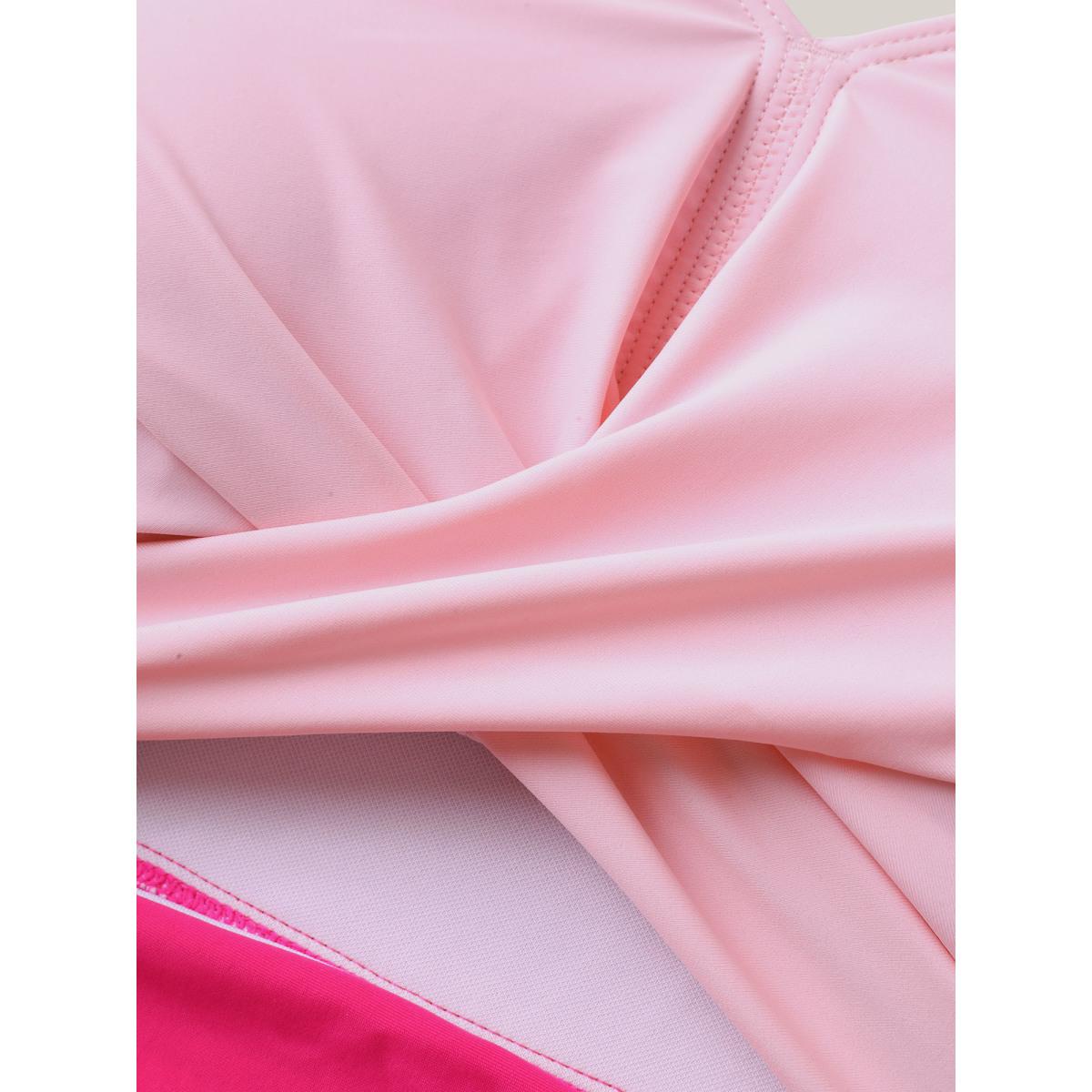 Plus Size Anti-Float Ties Cut-Out Swim Dress Women's Swimwear Rosered Beach Bodycon V-neck High stretch Curve Swim Dresses BloomChic 14-16/1X Product Image