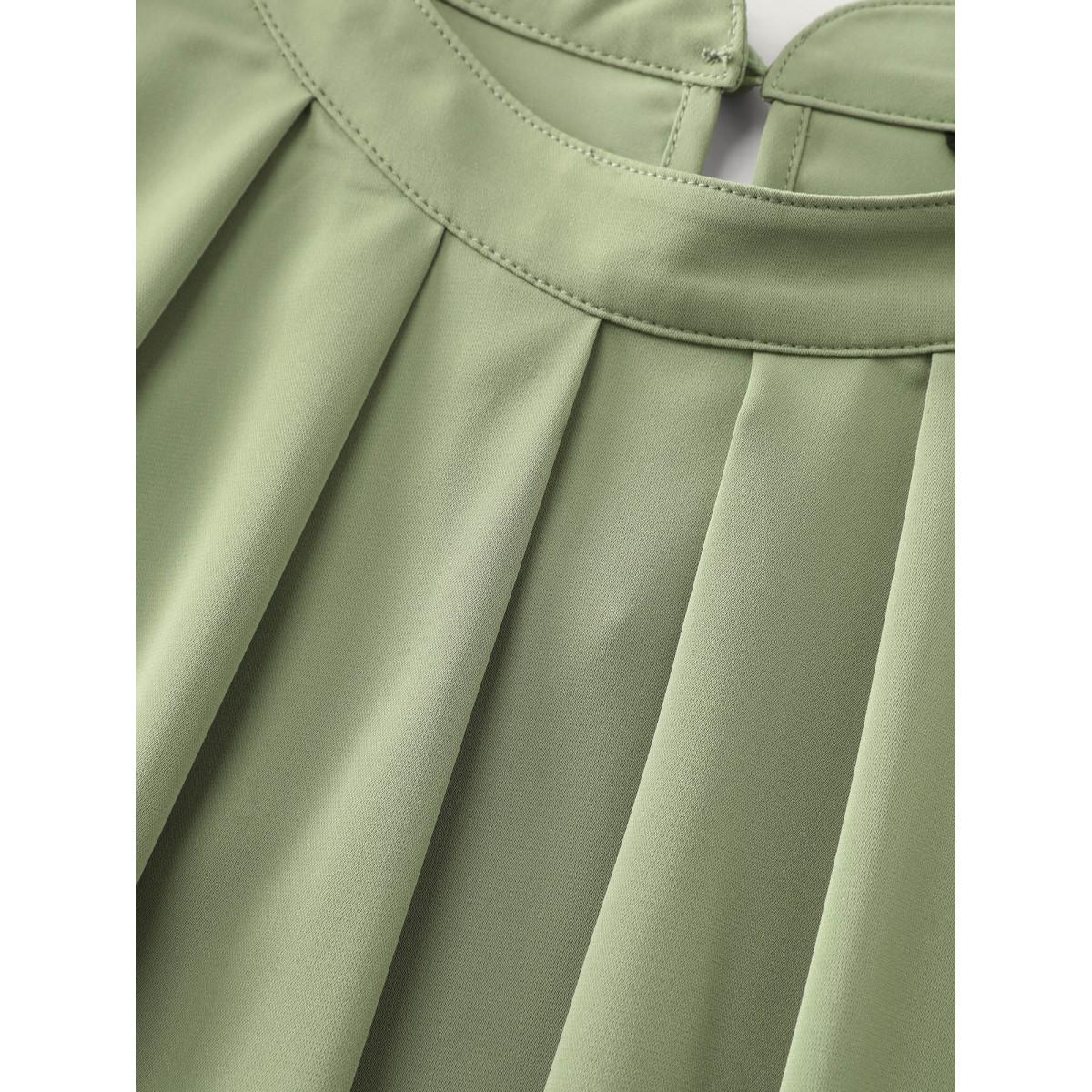 Plus Size Greenbean Pleated High Neckline Solid Blouse Women Office Long Sleeve Turtleneck Office Blouses BloomChic 26/4X Product Image