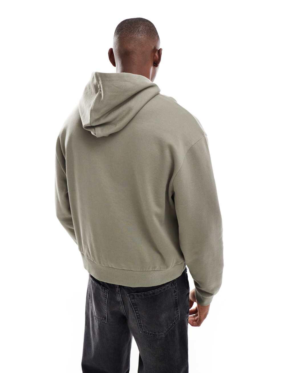 ASOS DESIGN essential boxy oversized hoodie in khaki Product Image