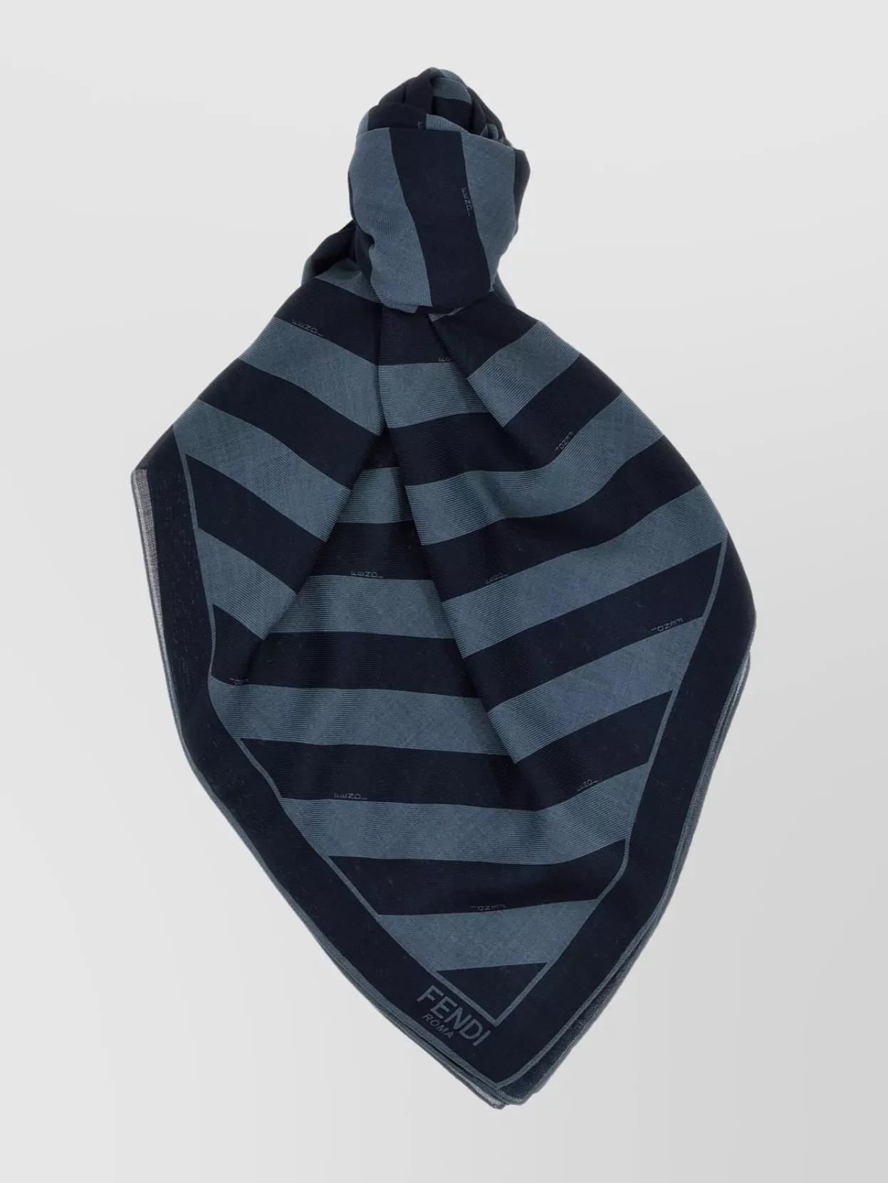 FENDI Men Embroidered Wool And Linen Scarf In Multicolor Product Image