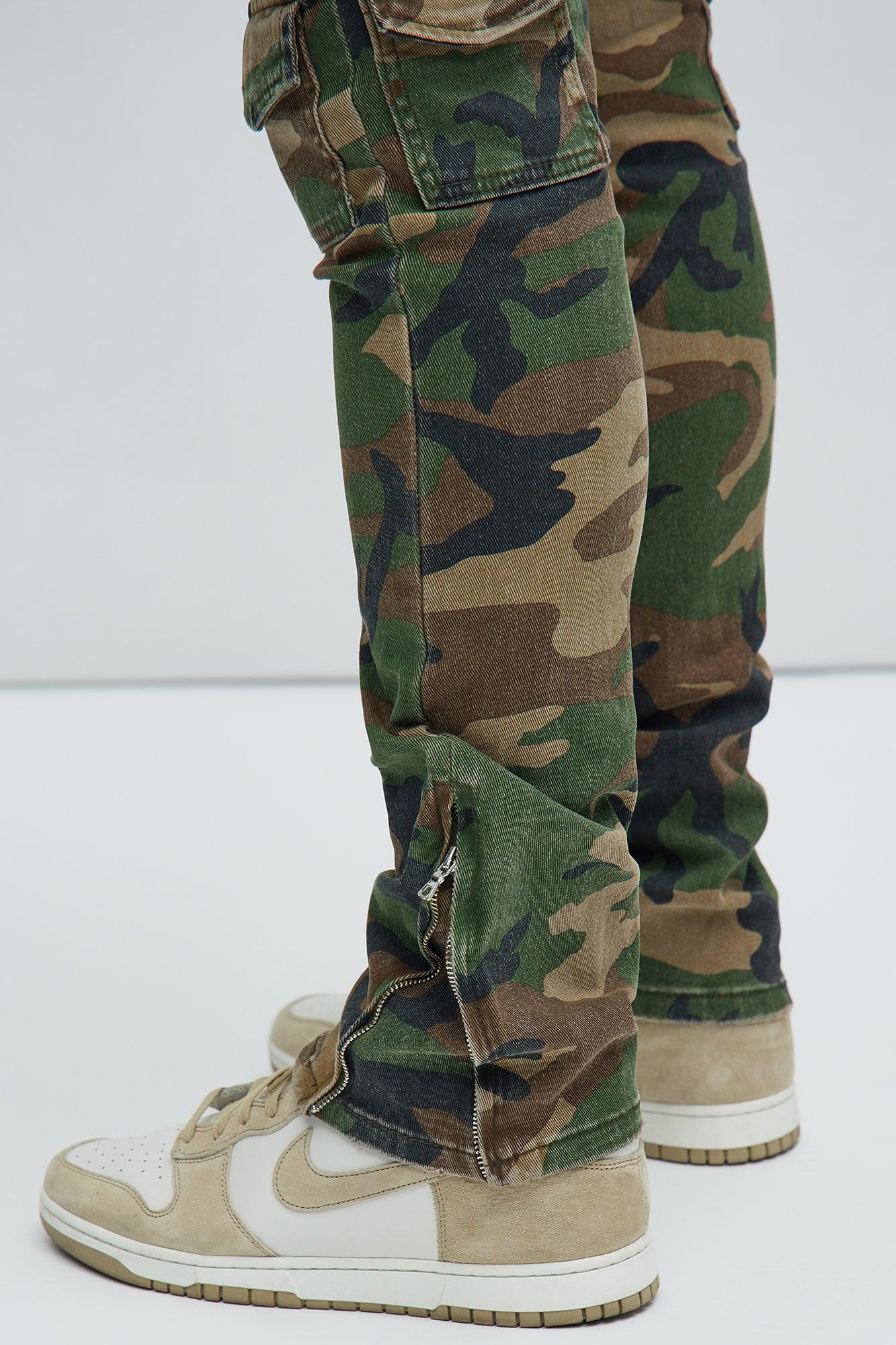 Convertible Stacked Skinny Flare Jeans - Camouflage Product Image
