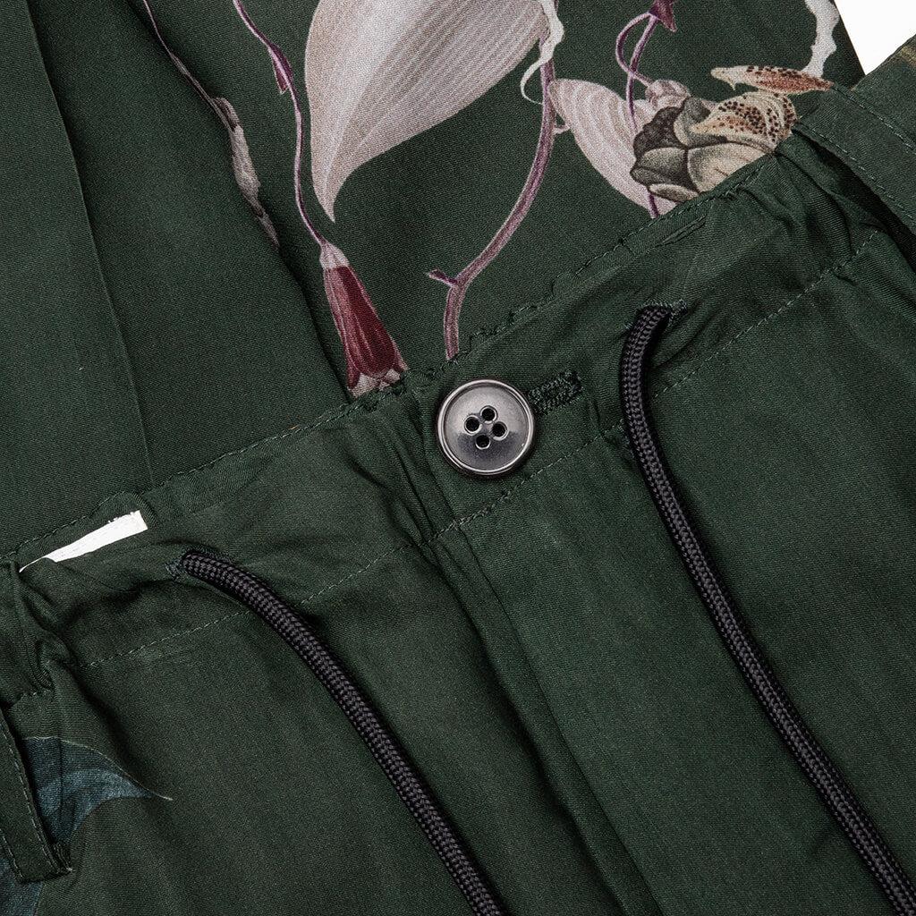 Green Pleat-Front Trousers With Floral Pattern 7092 M.W. - Bot Male Product Image