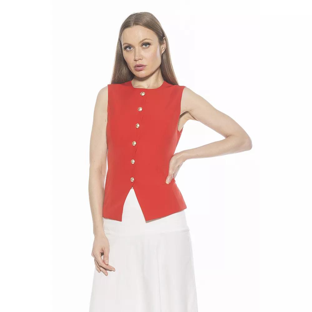 Women's ALEXIA ADMOR Kinsley Crewneck Sleeveless Vest Top, Size: 2, Red Product Image