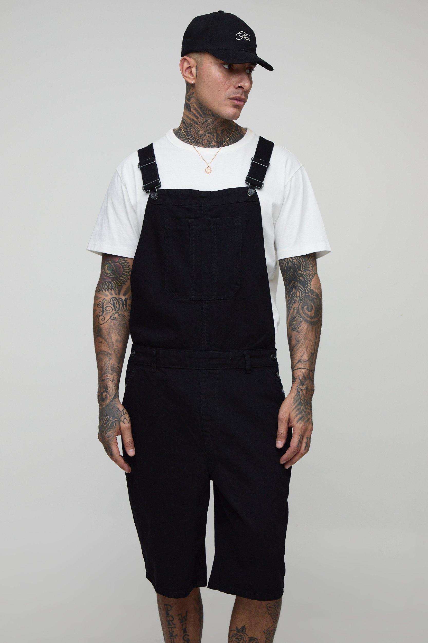 Tall Relaxed Fit Carpenter Short Dungaree | boohooMAN USA Product Image