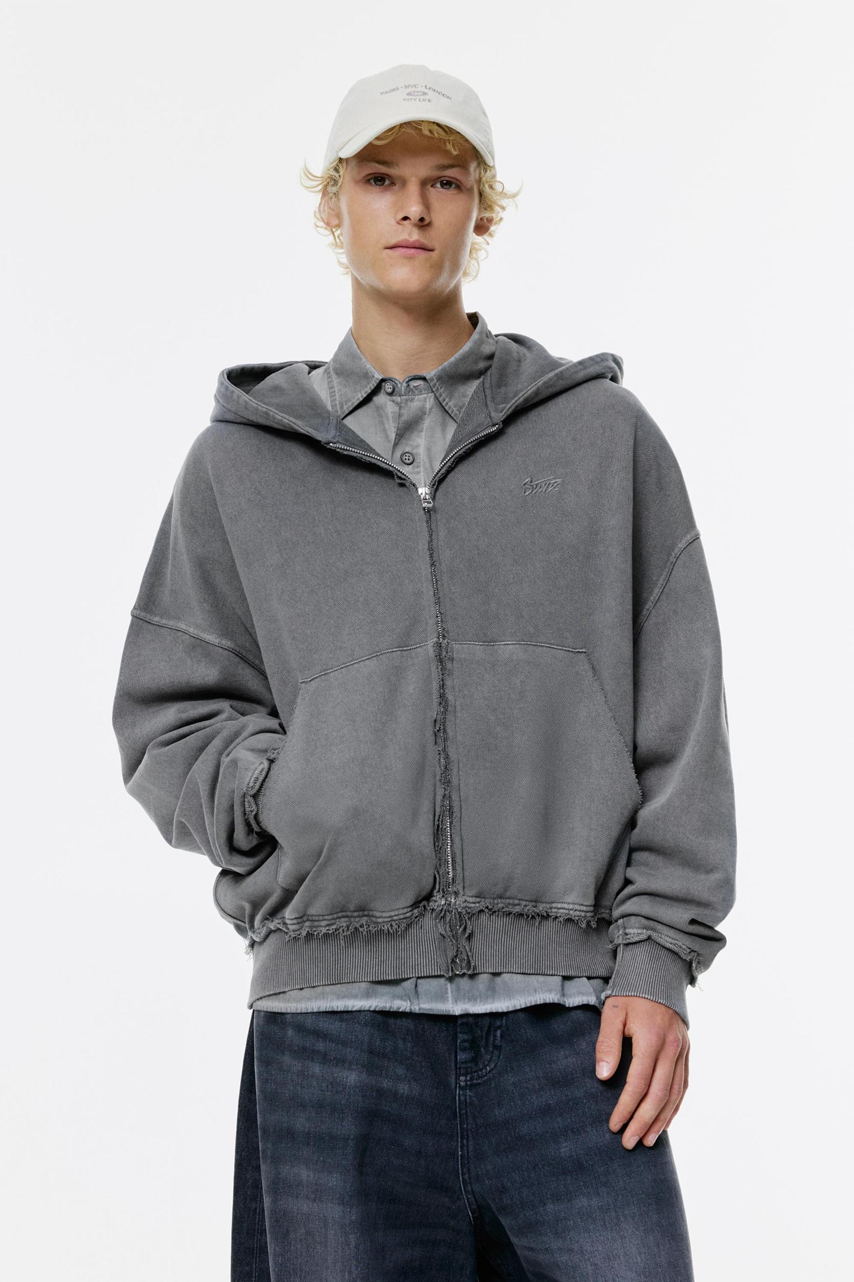 Frayed zip-up hoodie Product Image