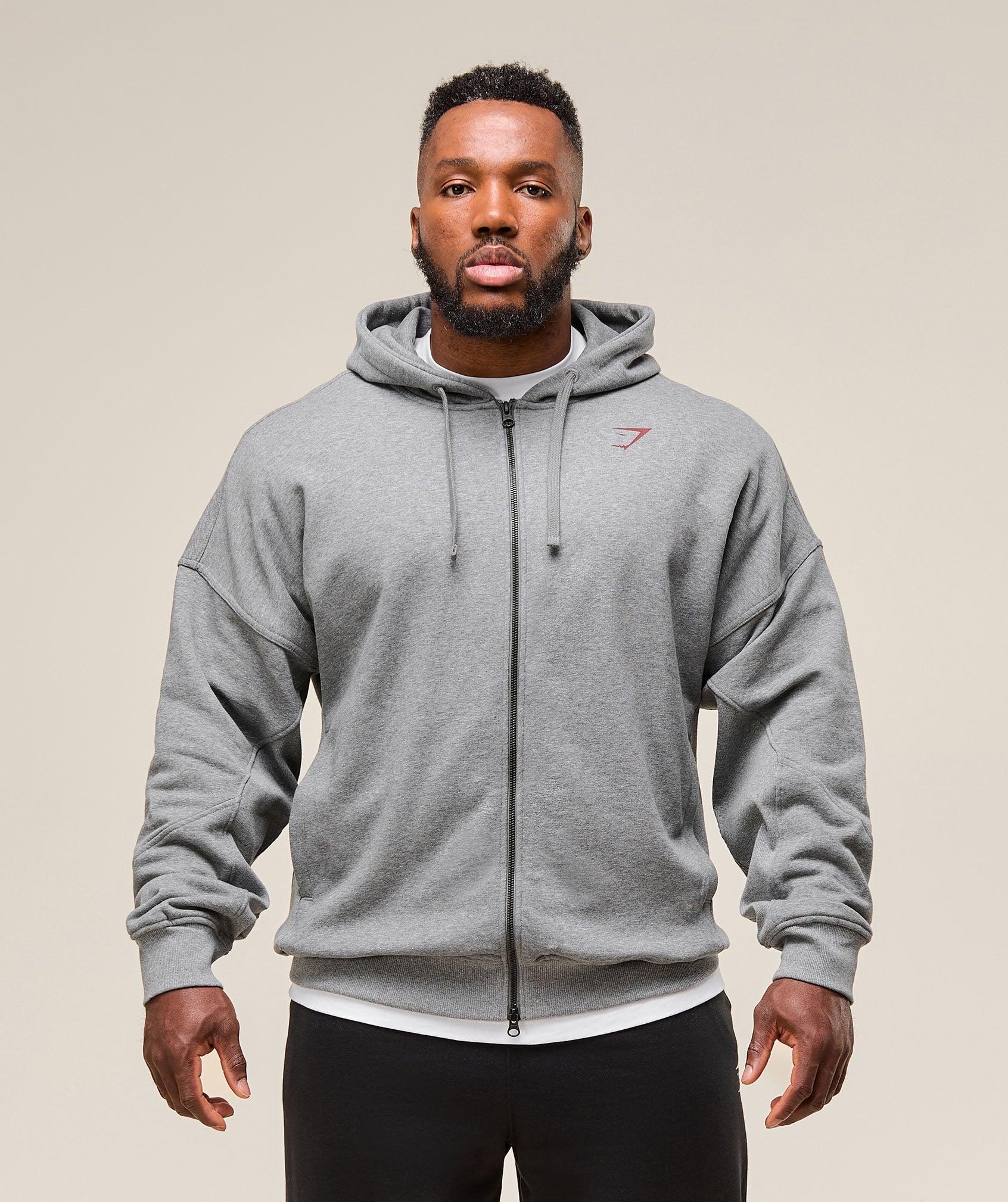 Gymshark Power Zip Up Hoodie - Charcoal Core Marl Male Product Image