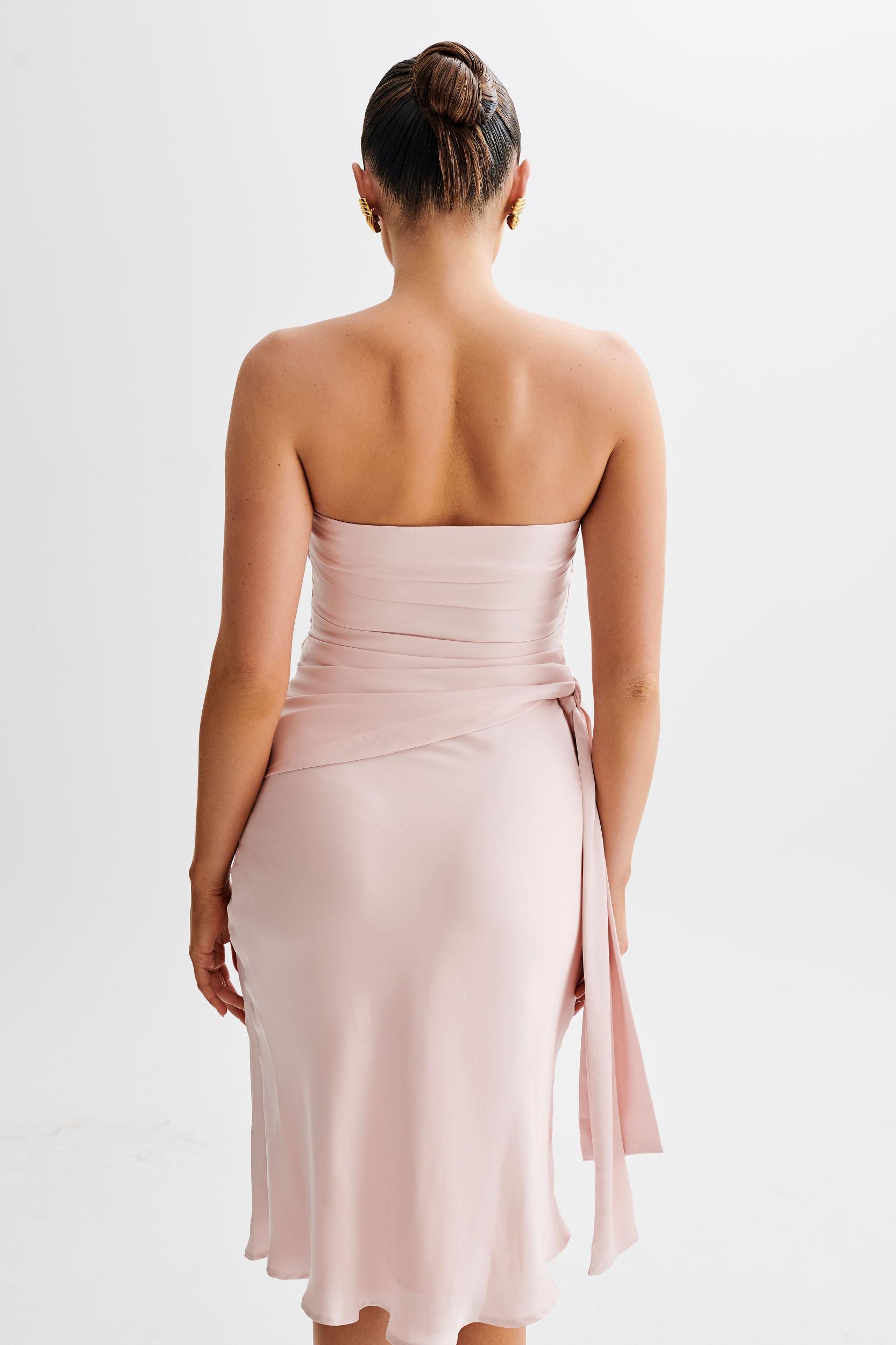 Allegra Satin Ruched Strapless Top - Pale Pink Product Image
