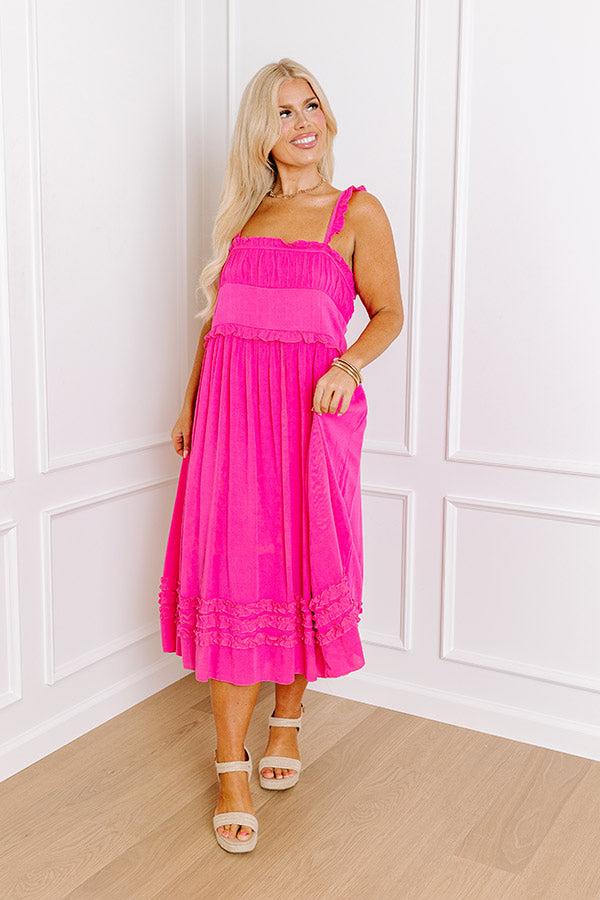 Bayside Bliss Ruffle Midi in Hot Pink Curves Product Image