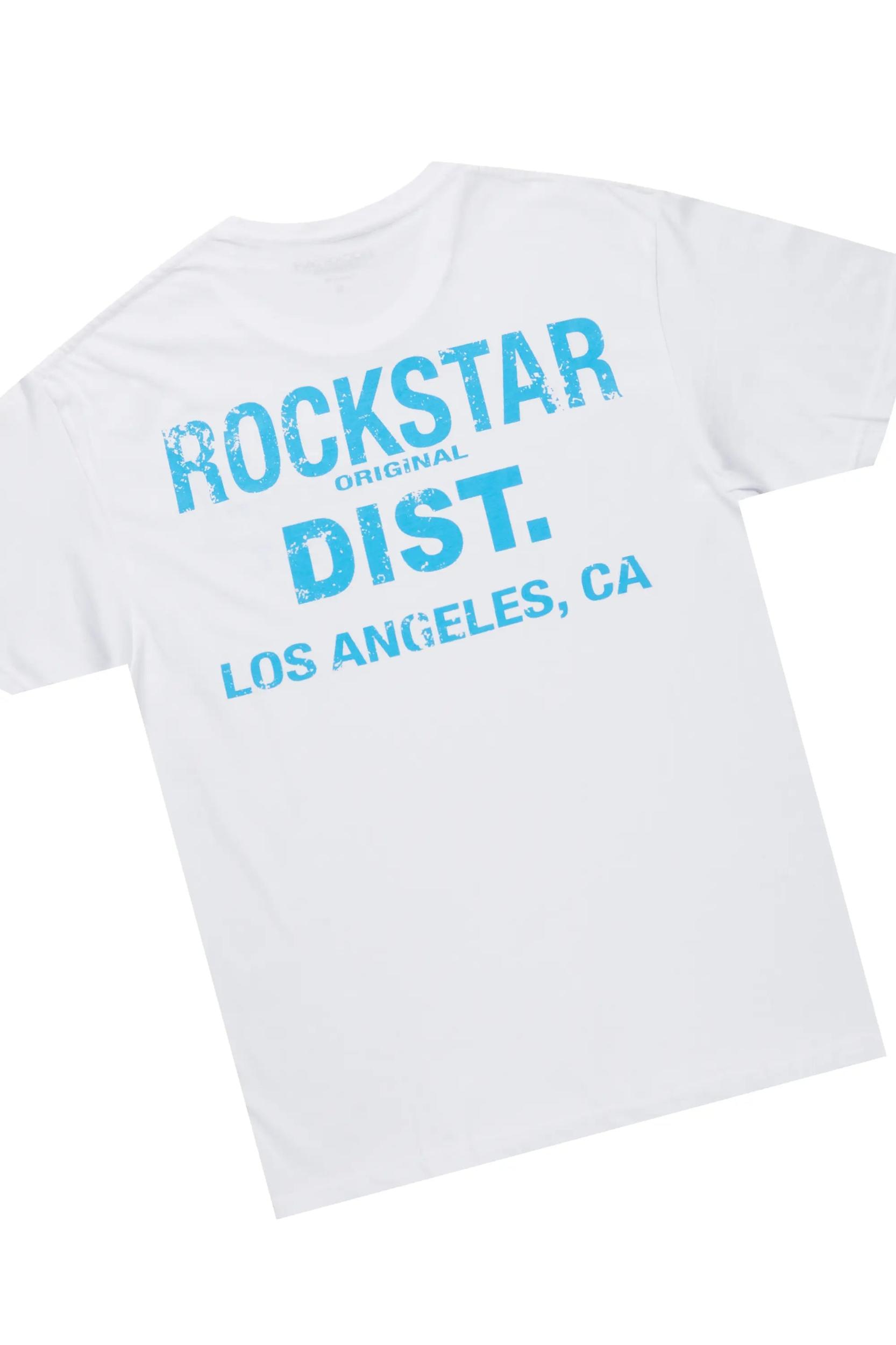 Lake White/Blue T-Shirt/Baggy Fit Cargo Jean Set Male Product Image