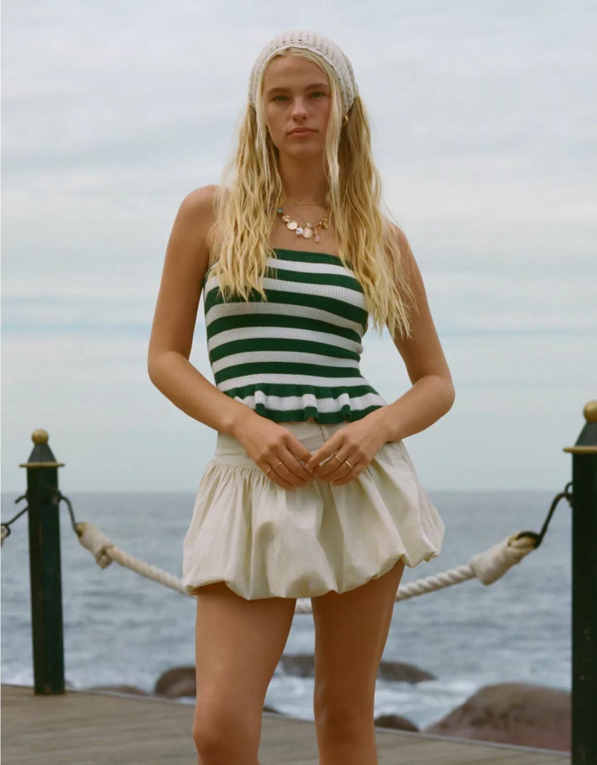 AE Cropped Peplum Sweater Tube Top Product Image