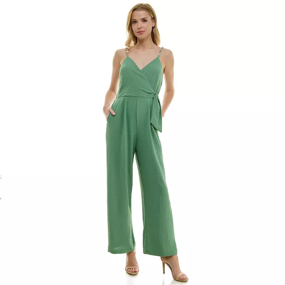 Women's Luxology Faux-Wrap Trim Detail Jumpsuit,  Product Image