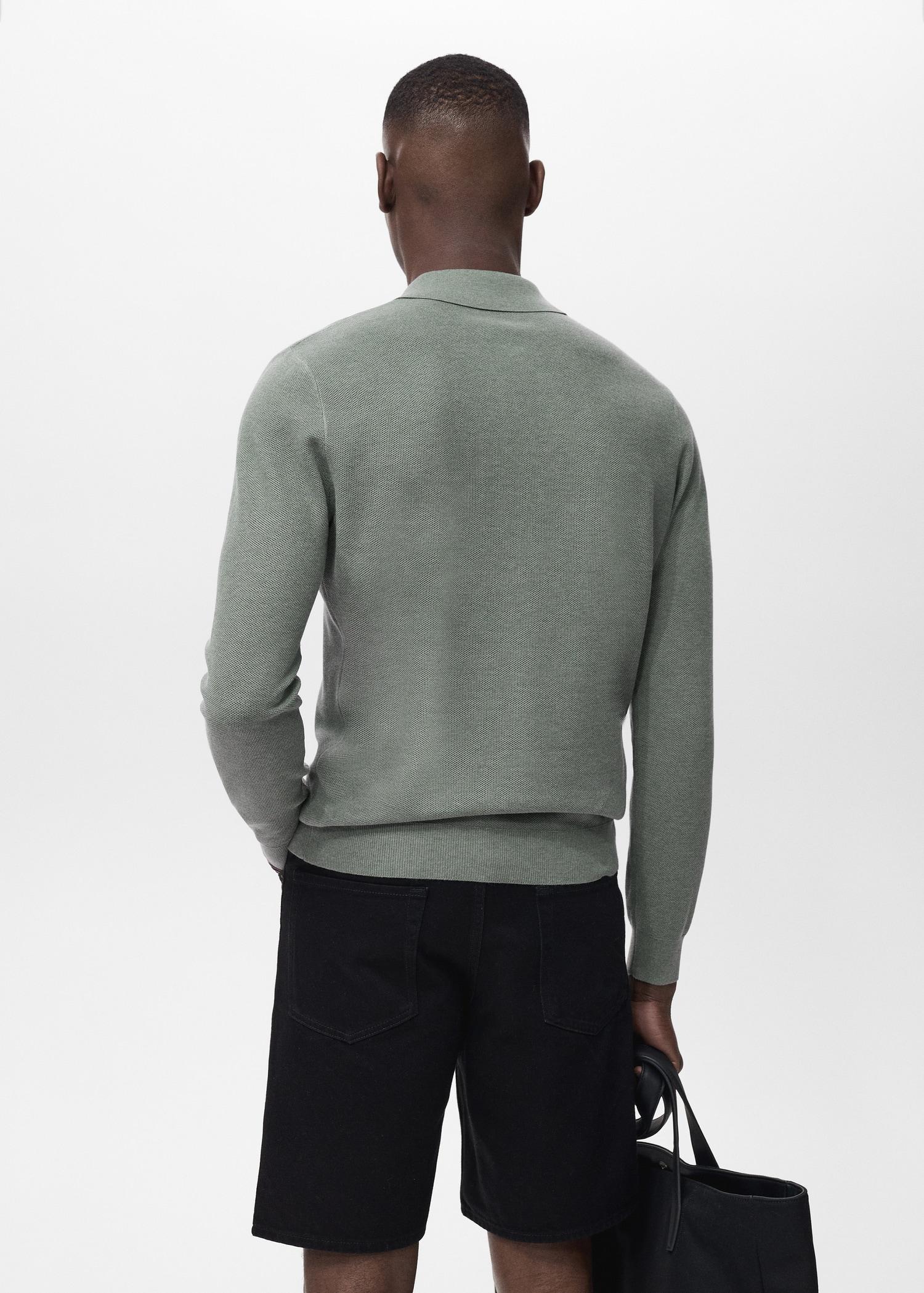 Micro-structured cotton polo shirt - Men | MANGO USA Product Image