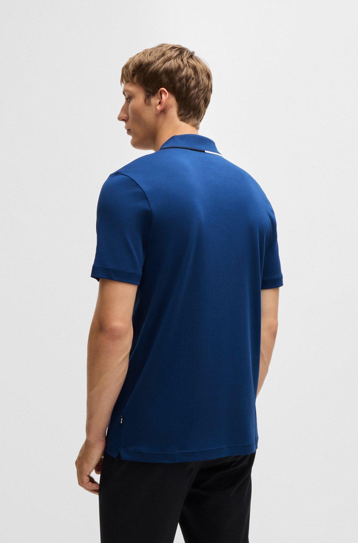 Zip-neck polo shirt in interlock cotton Product Image