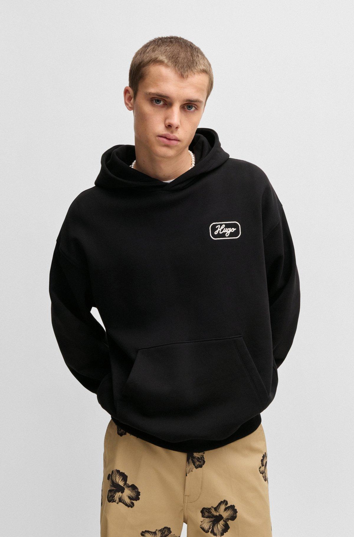 Cotton-terry hoodie with embroidered artwork Product Image
