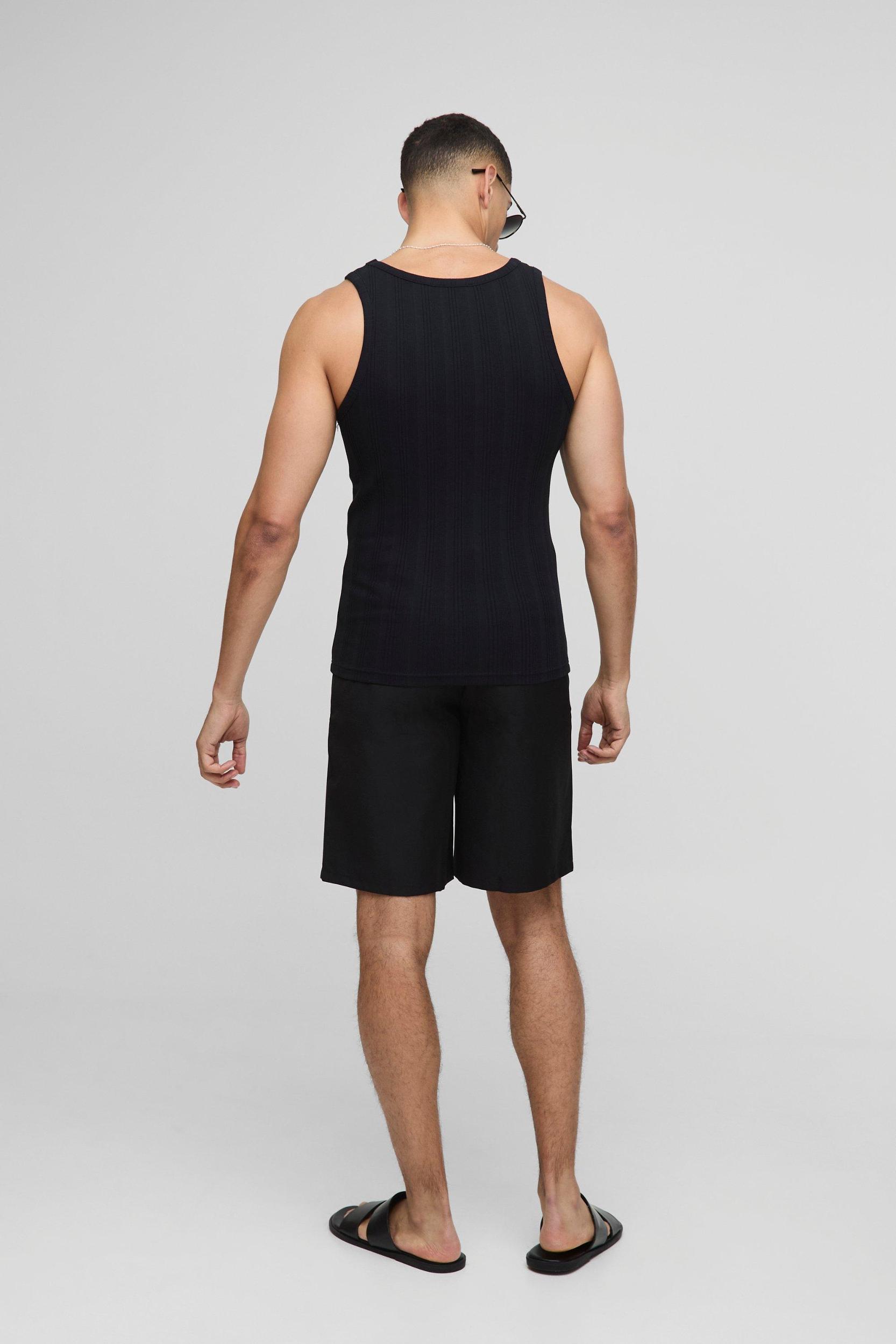 Muscle Fit Heavyweight Wide Ribbed Undershirt | boohooMAN USA Product Image
