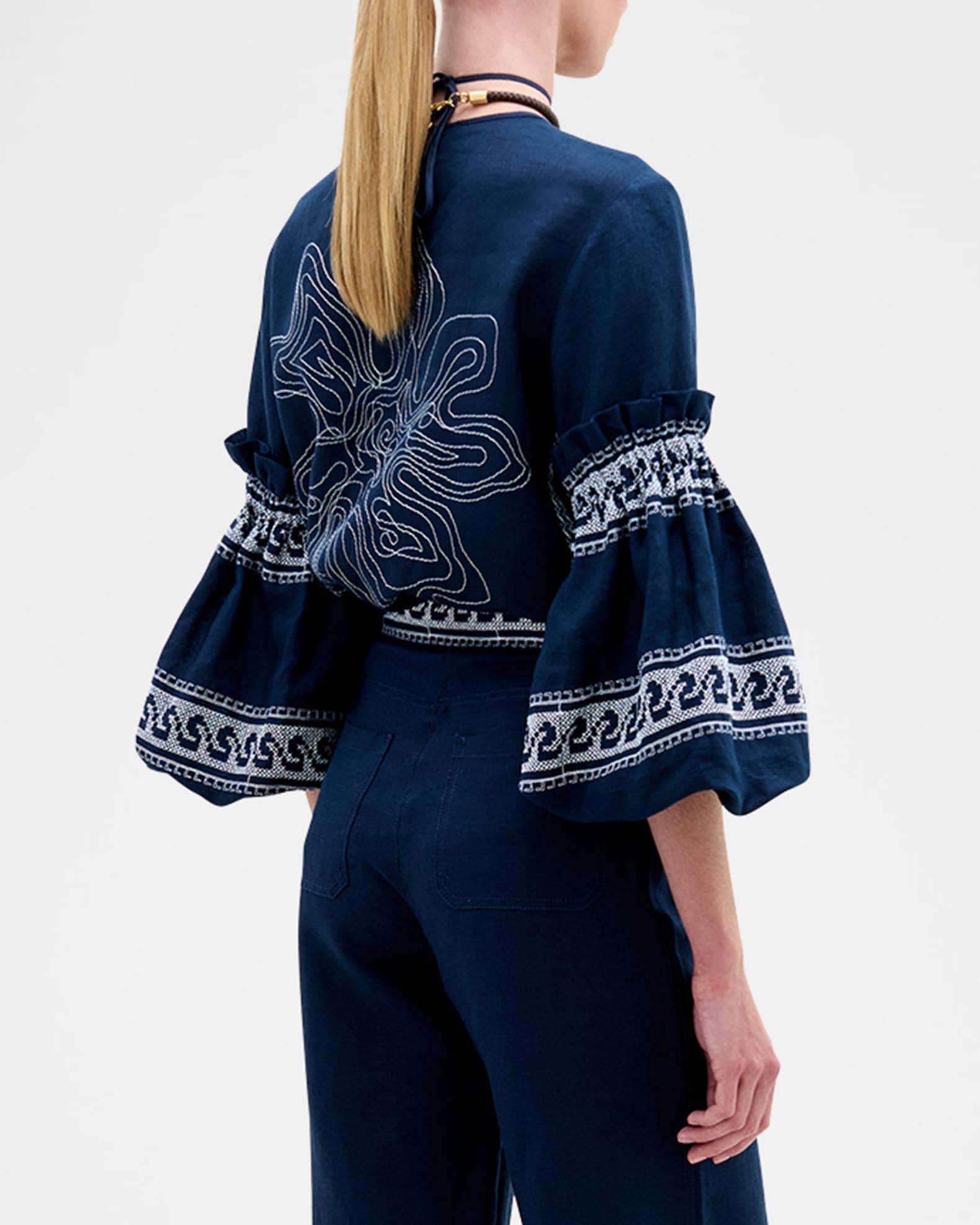 Lucaya Embroidered Balloon-Sleeve Blouse Product Image