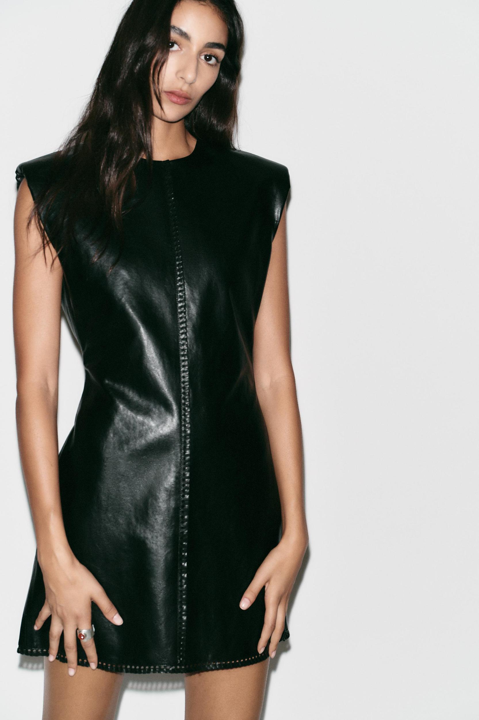 FAUX LEATHER MINI DRESS Product Image