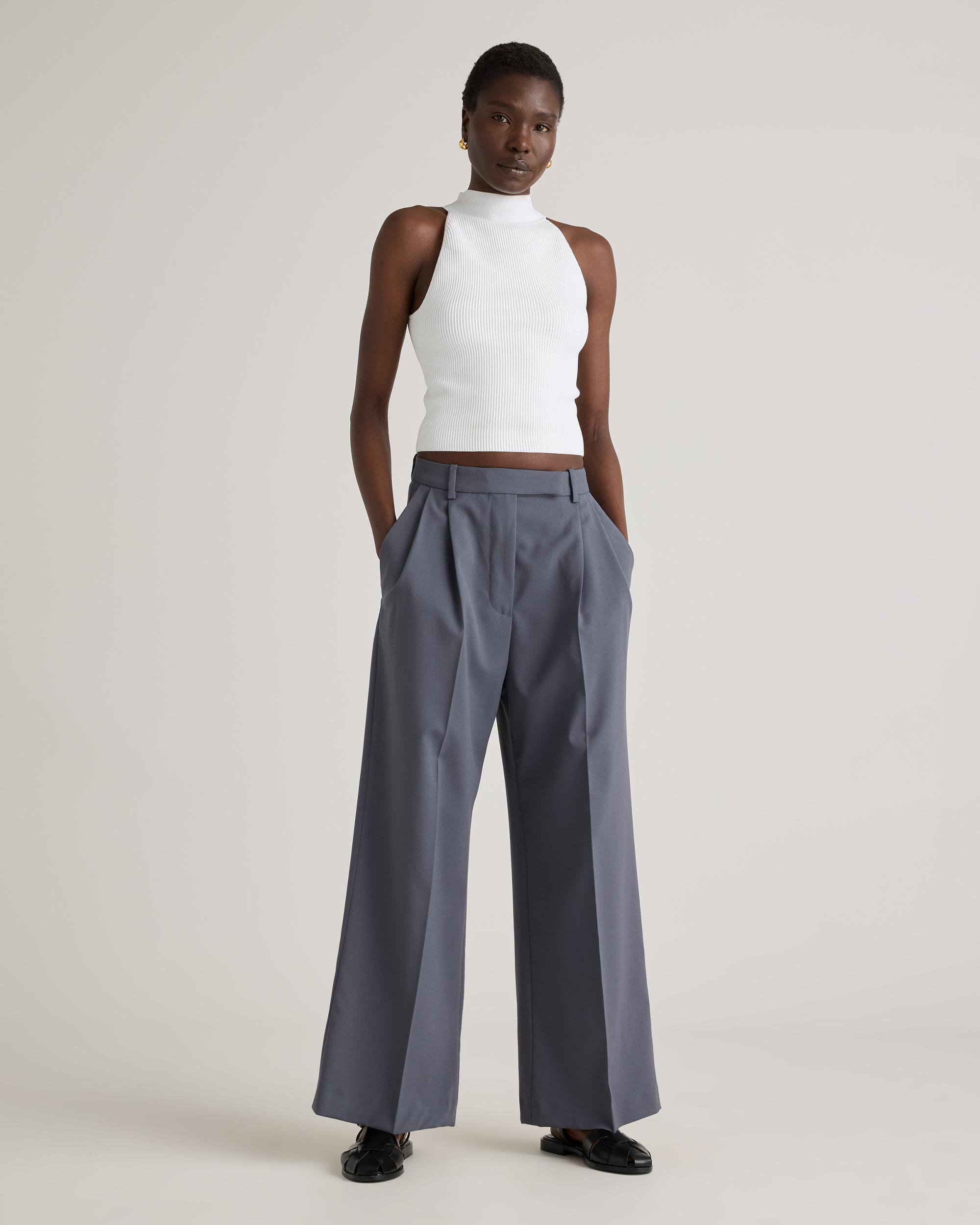 Quince | Women's Cropped High Neck Ribbed Knit Tank Top Size XS, Recycled nylon/polyester/spandex Product Image