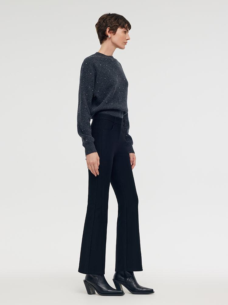 Fleece Lined Micro-Flared Ankle Length Women Pants Product Image