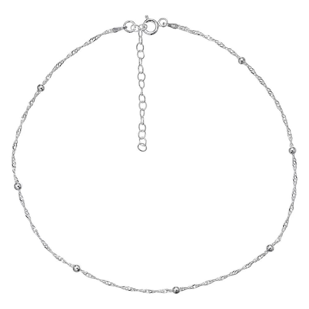 PRIMROSE Sterling Silver Beaded Choker Necklace, Women's, Grey Product Image