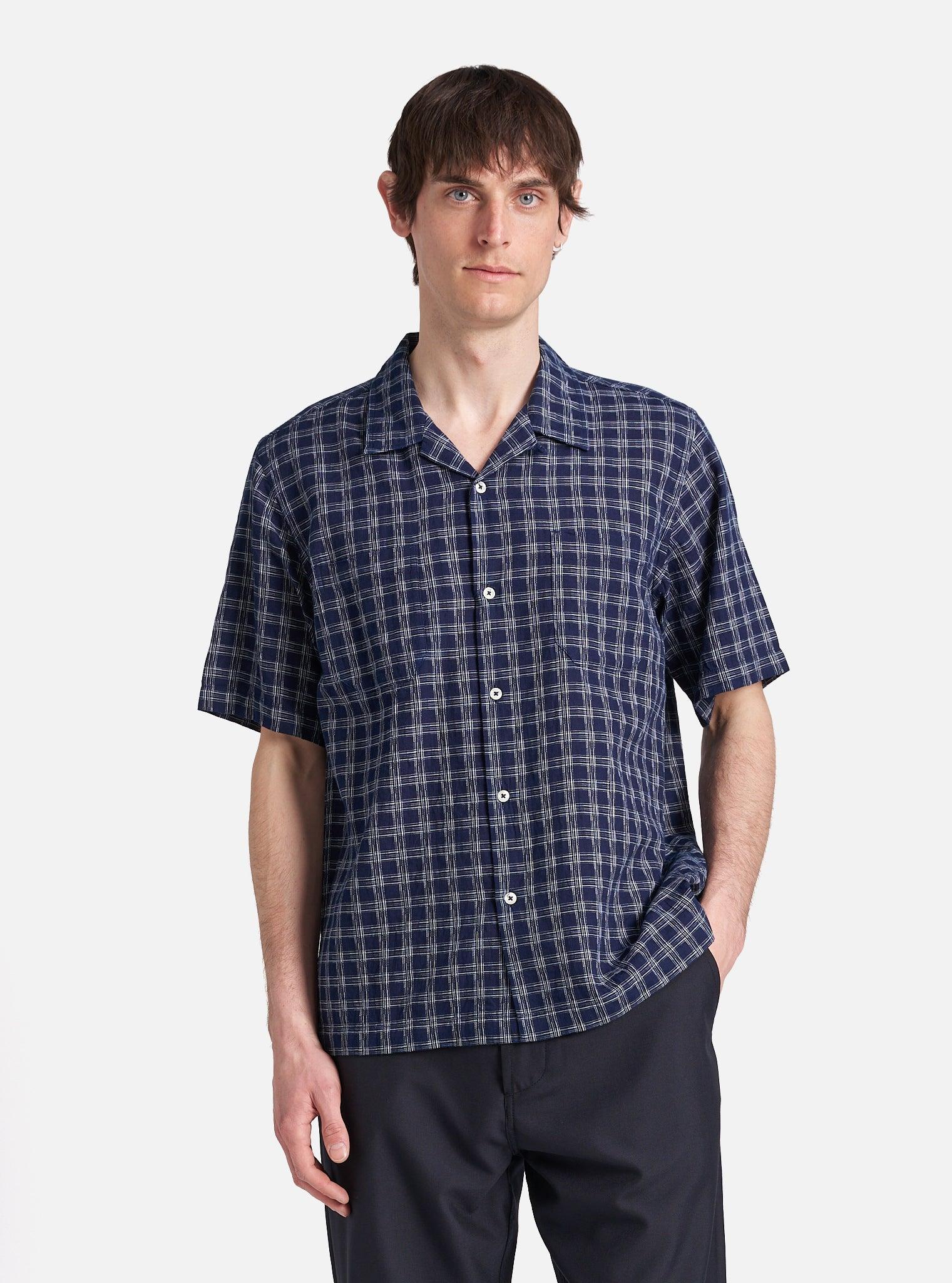 Indigo Cotton Check Sal Road Shirt Product Image