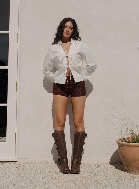 Angelis Lace Shorts Chocolate Product Image