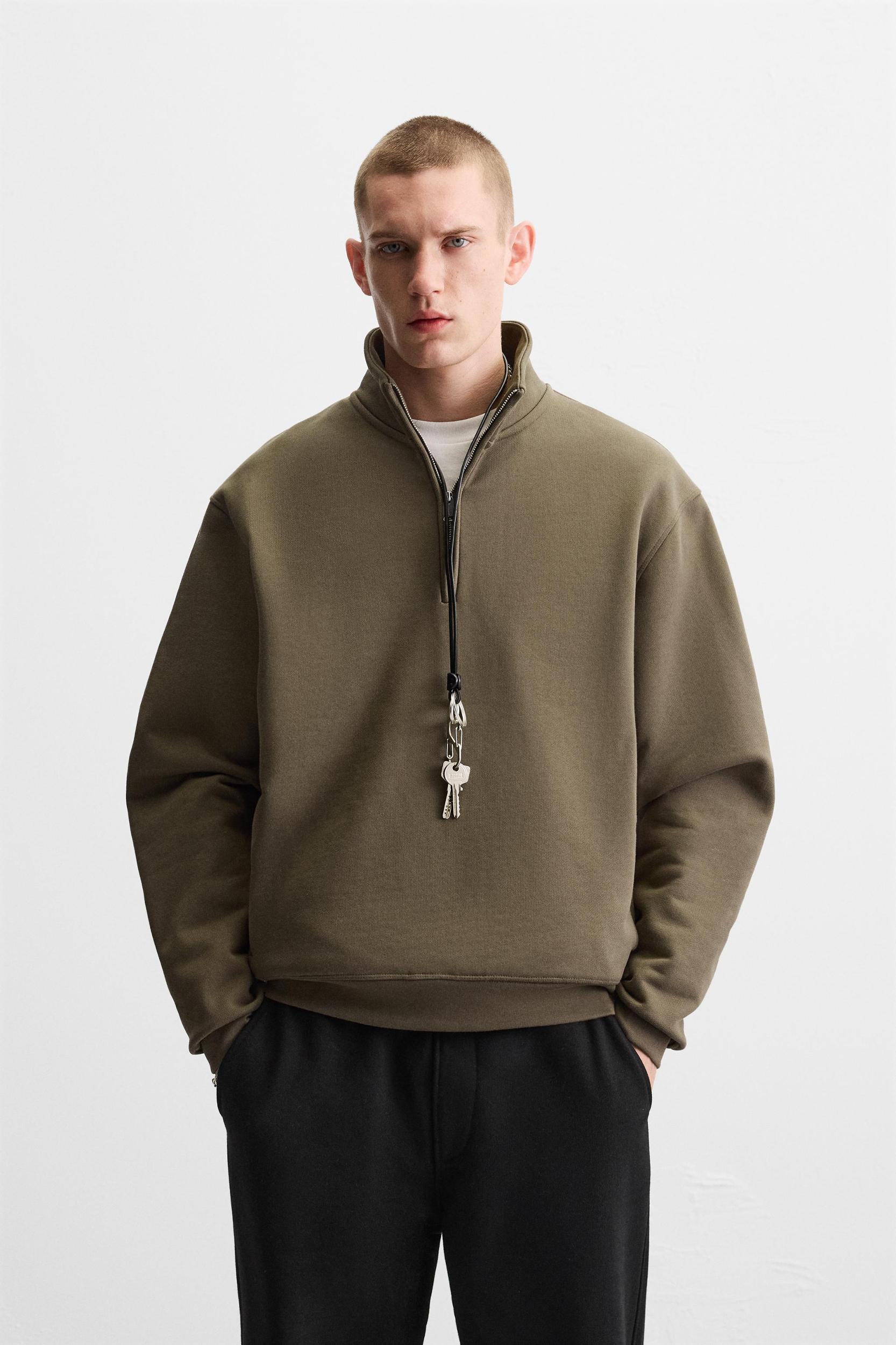 ZIPPERED COLLAR HEAVY WEIGHT SWEATSHIRT Product Image