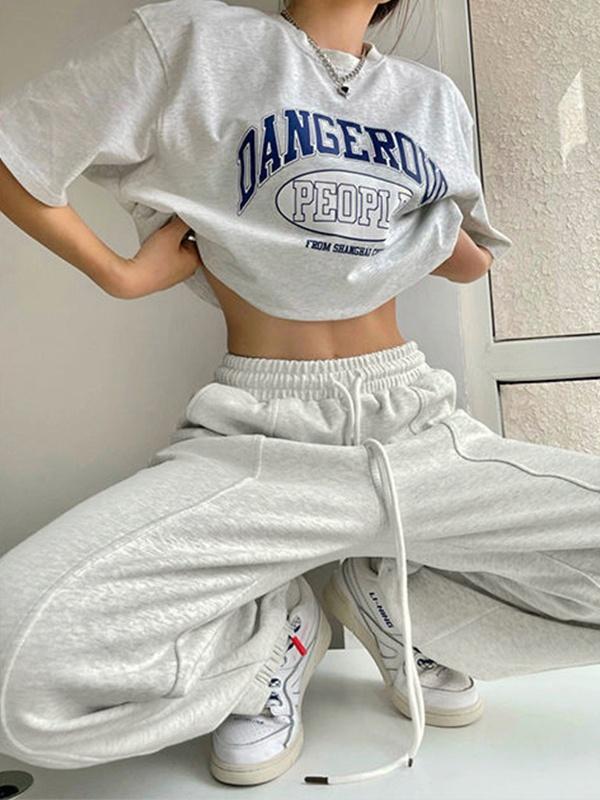 Street Solid Color Sweatpants Product Image