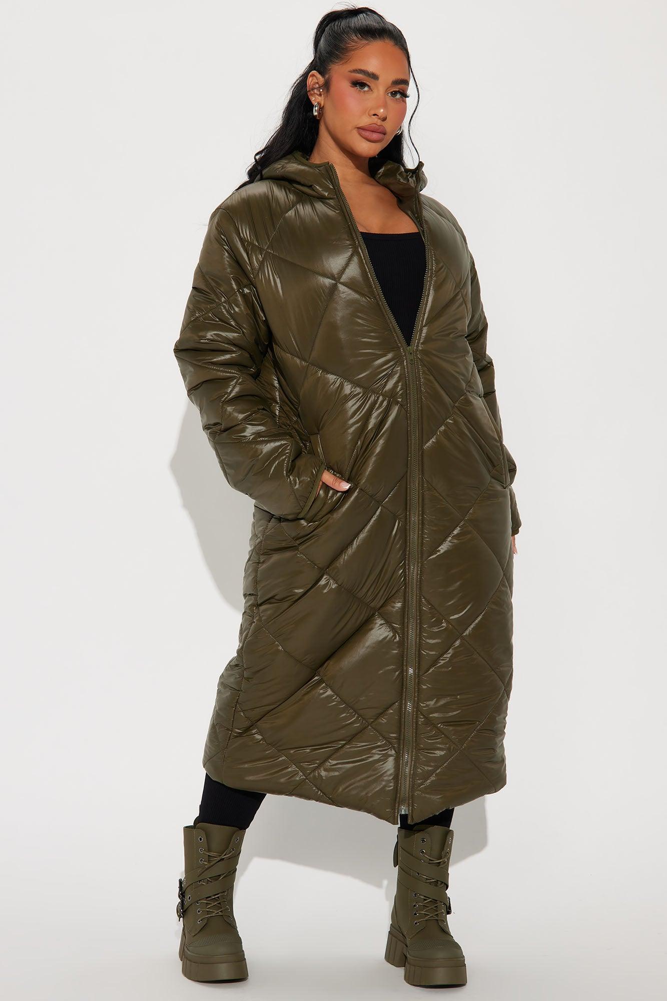 Everyday Swag Long Puffer - Olive Female Product Image