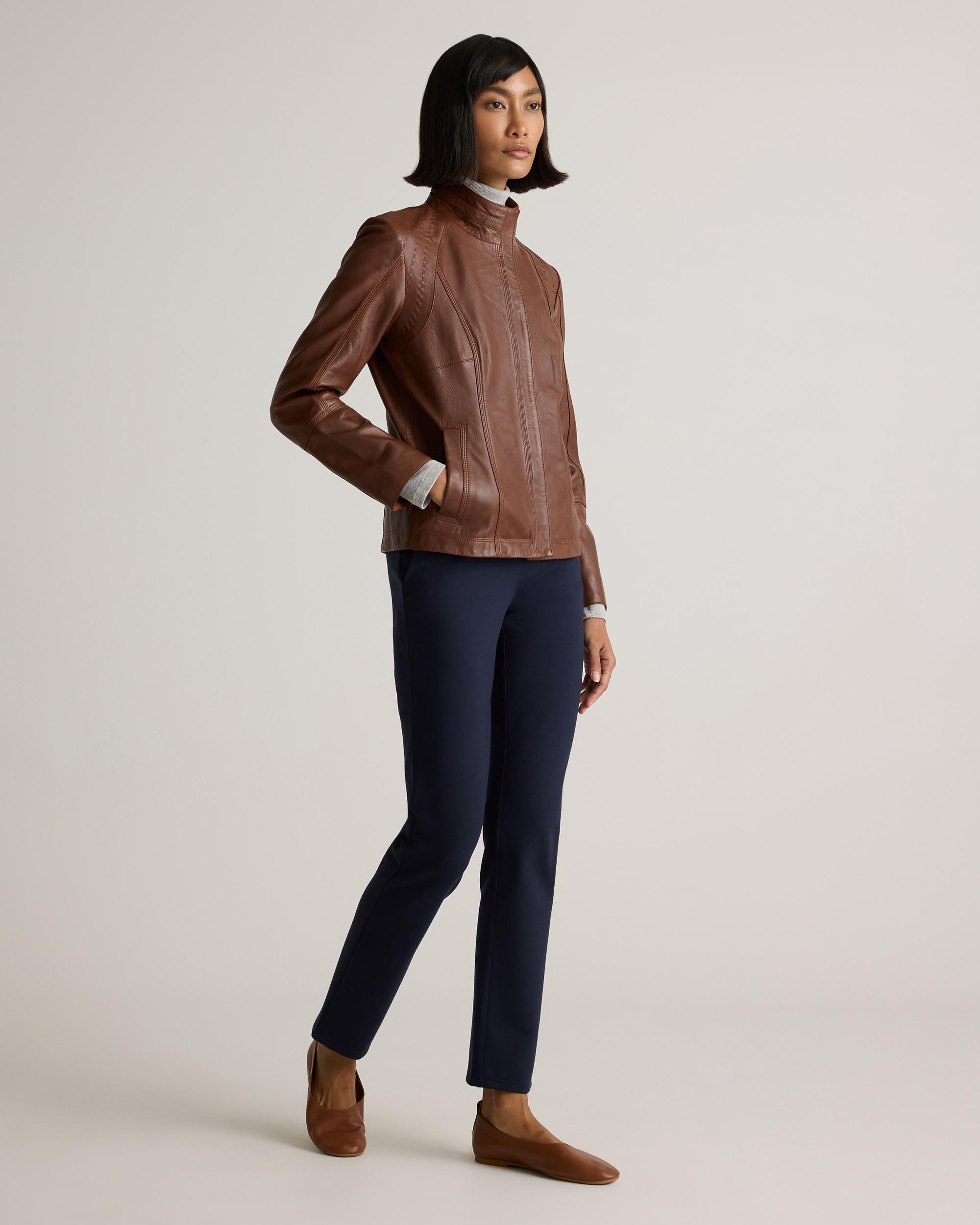 Quince | Women's Stand-Collar Jacket Size XS, Leather Product Image