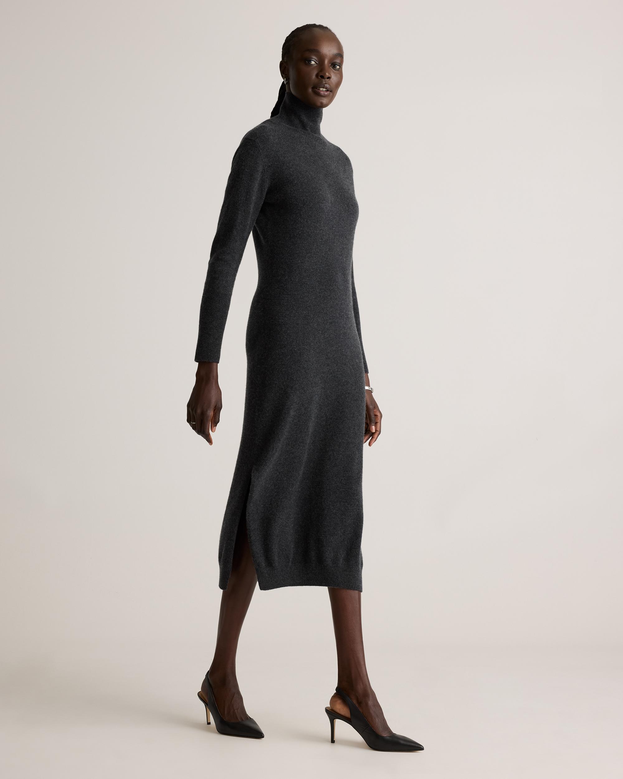 Quince | Women's Mongolian Cashmere Turtleneck Midi Sweater Dress Product Image