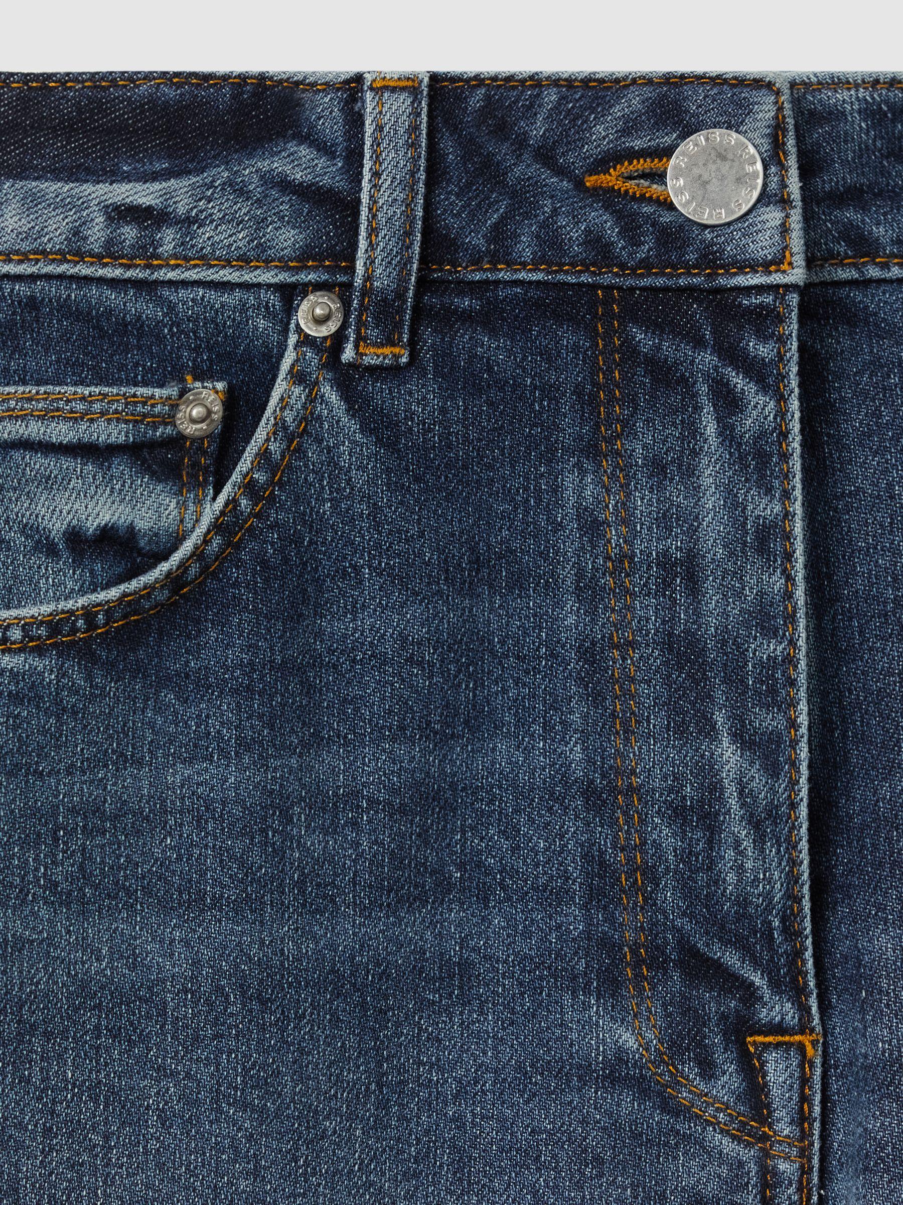 Petite Mid-Rise Straight-Leg Jeans in Mid Blue Product Image