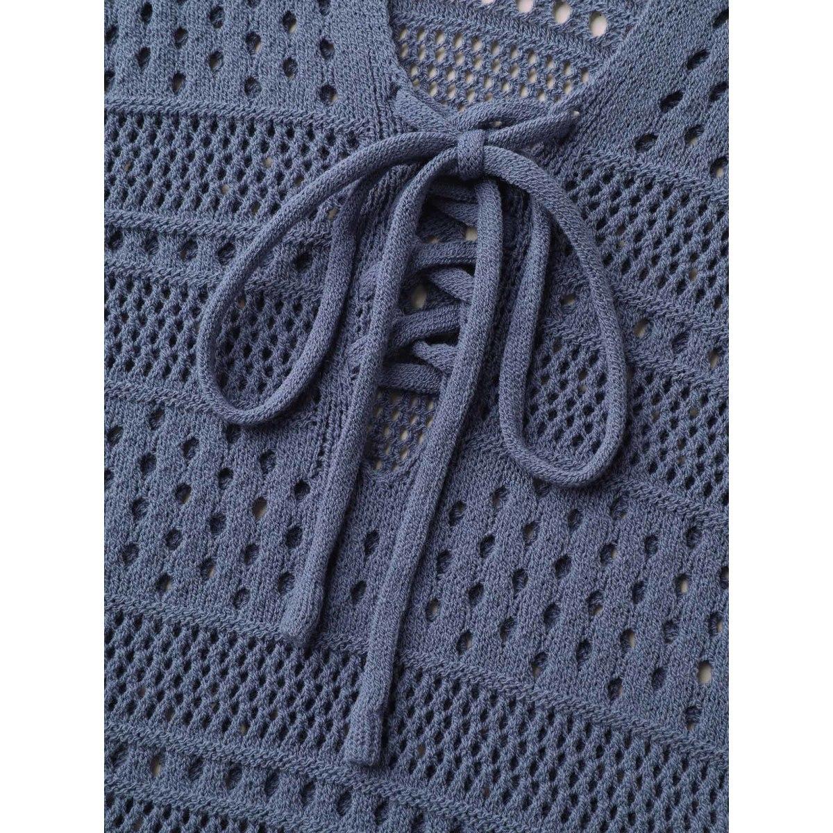 Plus Size Cut-Out Tied Solid Swim Cover-Up Women's Swimwear SlateGray Beach Loose Tie knot Curve Swim Cover Ups BloomChic 10/M Product Image